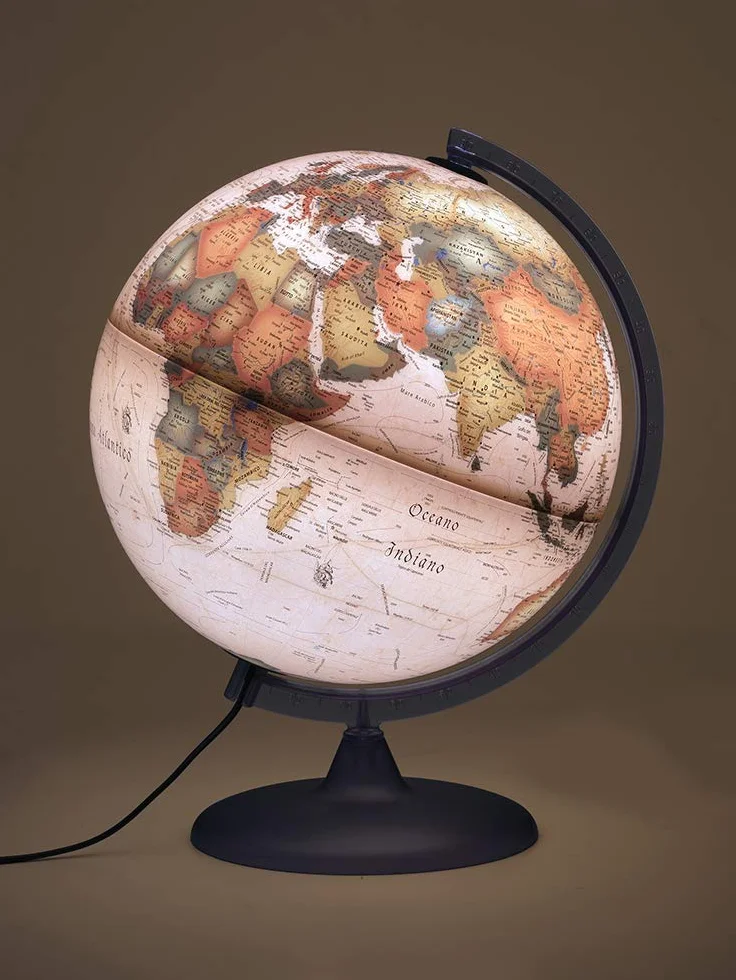 Tecnodidattica – Mappamondo Atmosphere A2, luminoso, girevole, cartografia Stile Antico e meridiano graduato, diametro 30 cm