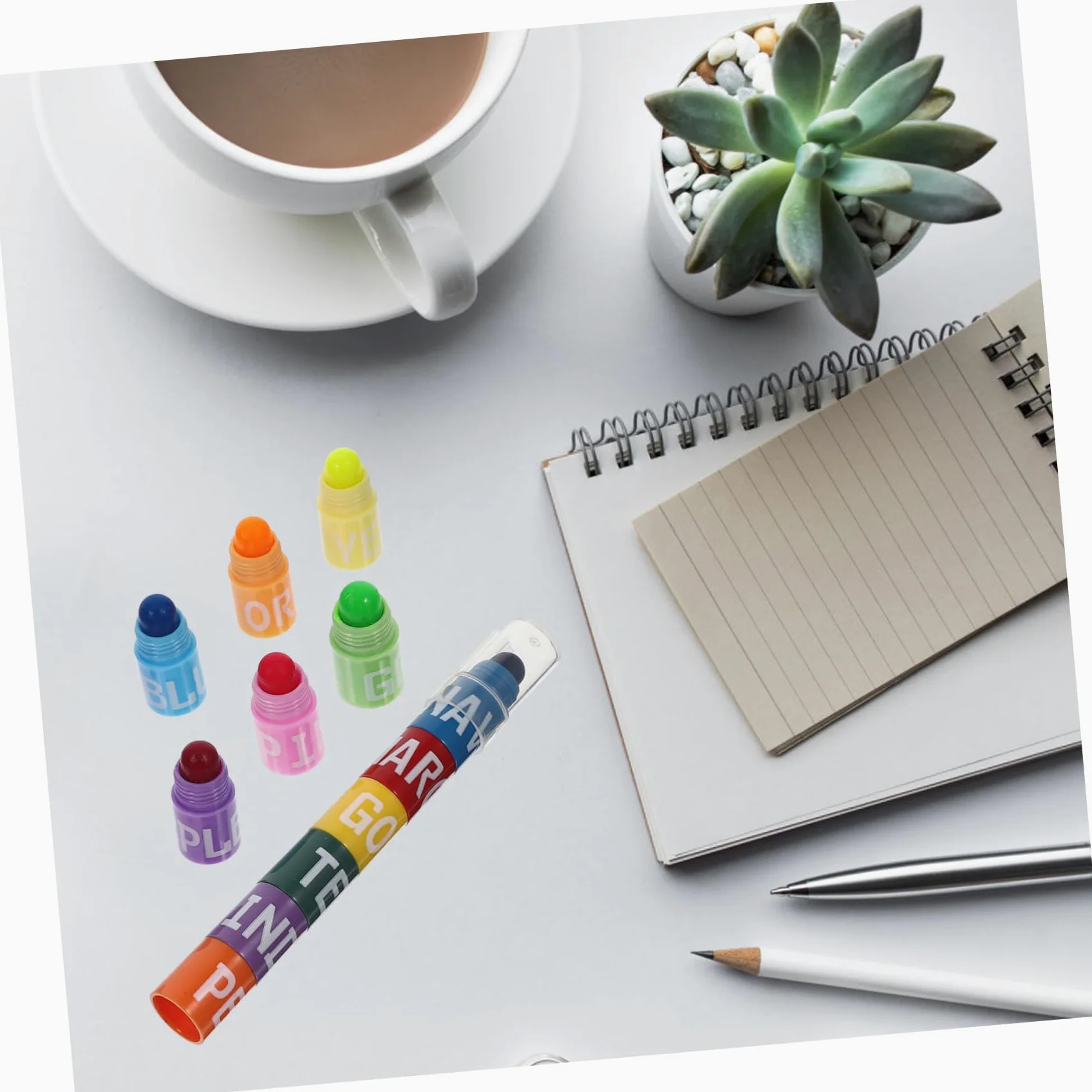 Gatuida 6 Set Evidenziatori Colorati per Studenti Penne Fluorescenti Creative con Design Splicing per Annotare Disegnare e Scolastico Portatili e Facili Usare