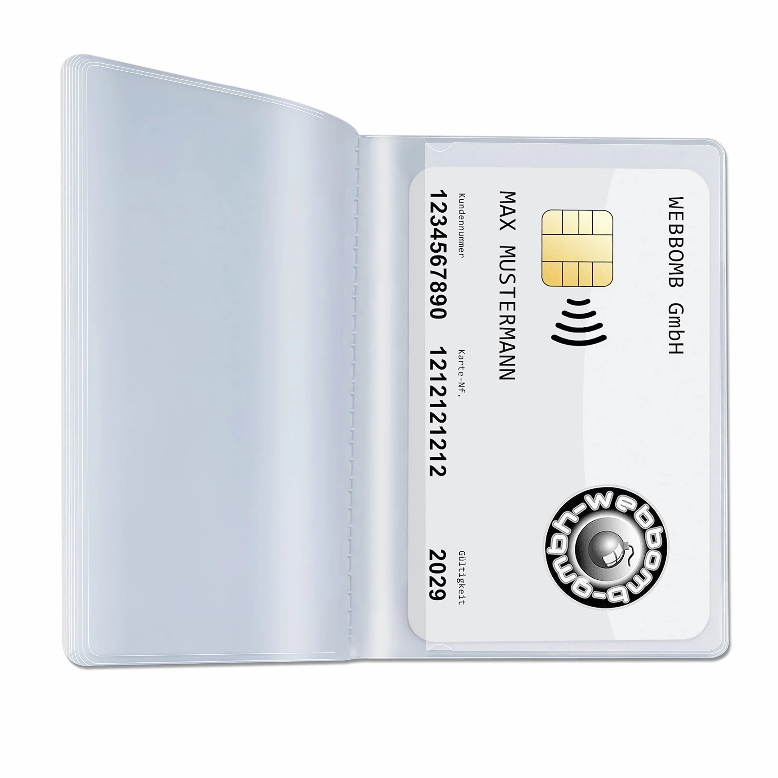 Portadocumenti a libro carta 20 scomparti trasparenti per carte di credito e identità