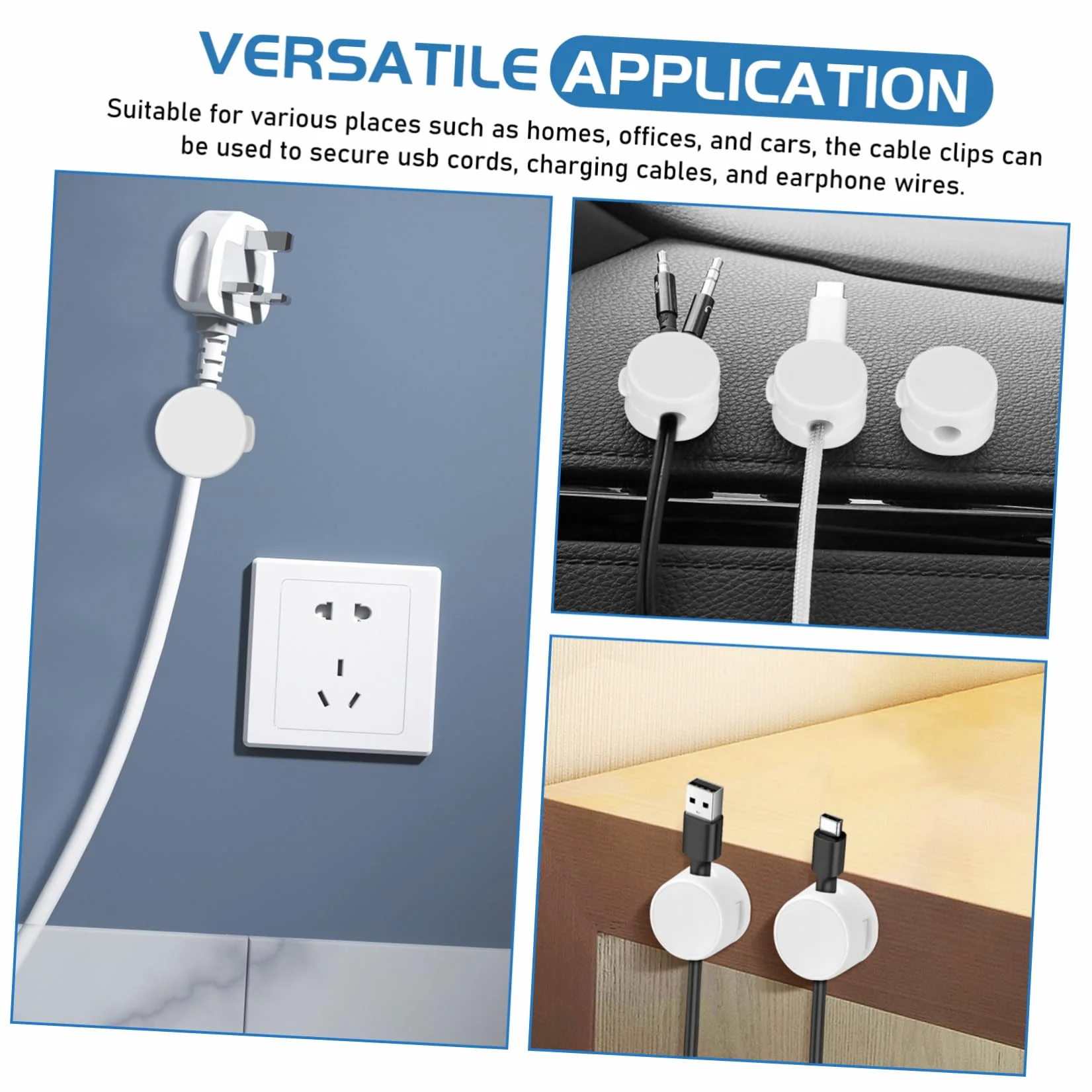 6pezzi Clip Magnetiche per Cavi Organizzatore per Cavi Adesivo Chiusura Magnetica per Auto Uffici Casa Fissaggio Sicuro Tenuta Magnetica Installazione Semplice Applicazione