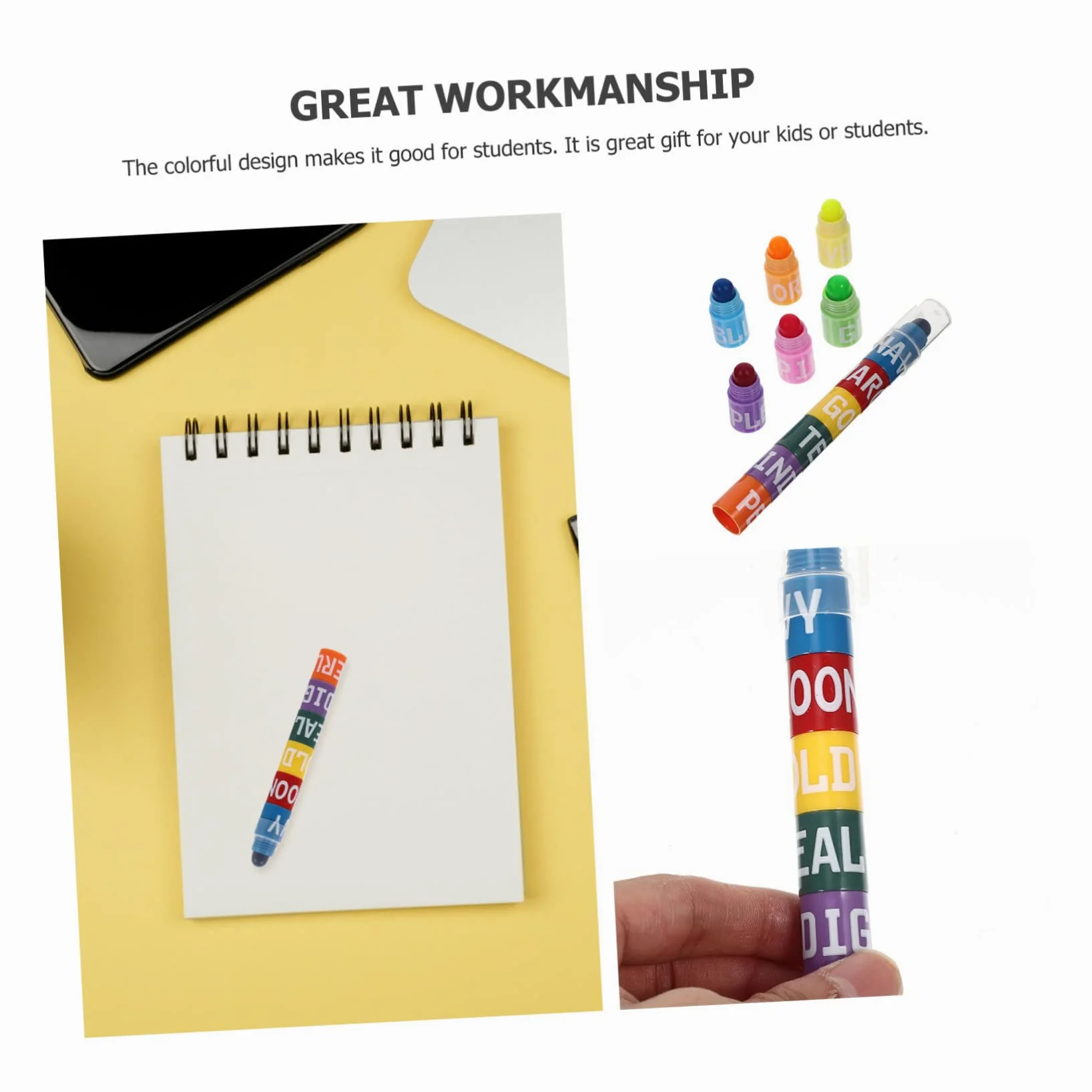 Gatuida 6 Set Evidenziatori Colorati per Studenti Penne Fluorescenti Creative con Design Splicing per Annotare Disegnare e Scolastico Portatili e Facili Usare