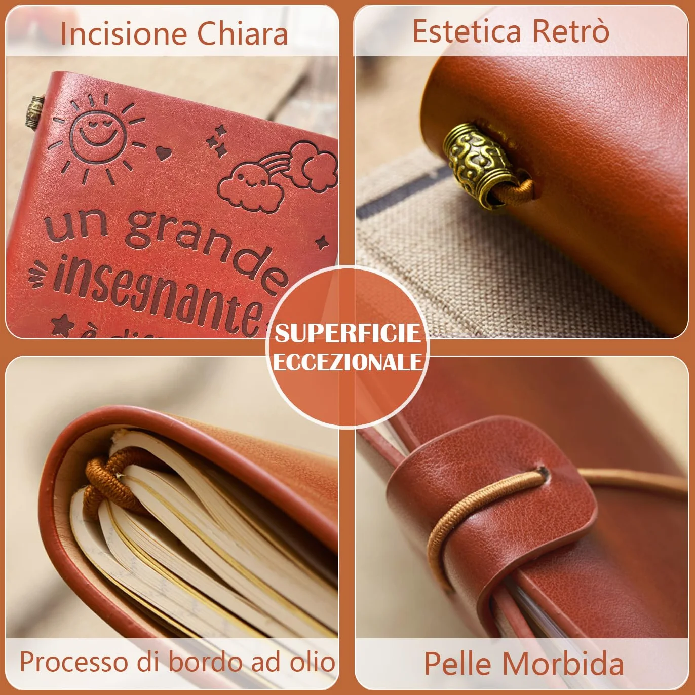 Regalo Insegnanti Fine Anno Grazie Maestra, Quaderno in Pelle A5 Copertina in Similpelle