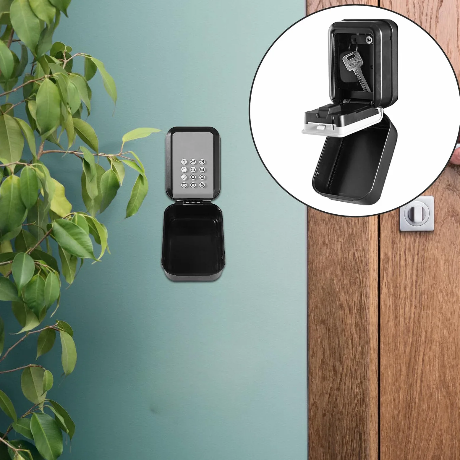 Cassetta di Sicurezza per Chiavi da Esterno Montata a Parete Codice Digitale Cassetta Portachiavi Smart Accesso Remoto e Blocco Password per Casa e Ufficio