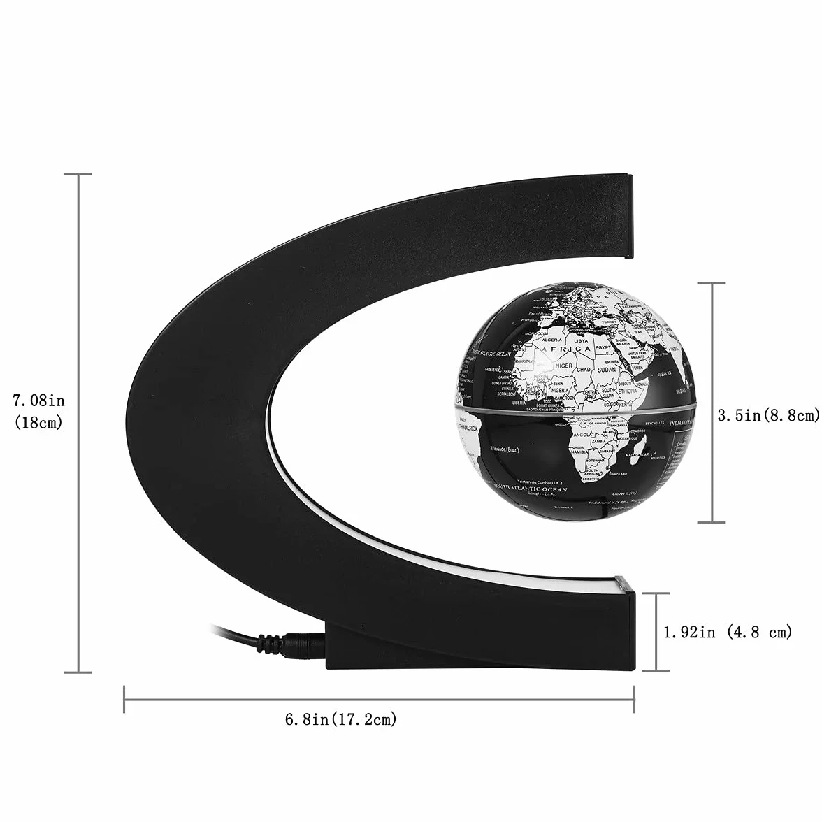 Magnetico Levitazione Galleggiante Mappa del Mondo Globo Multi-Color Cambiando Rotante Globo Levitante con Luci LED Ufficio Casa Decorazione Gadget per Amico Insegnante Business Compleanno Regalo