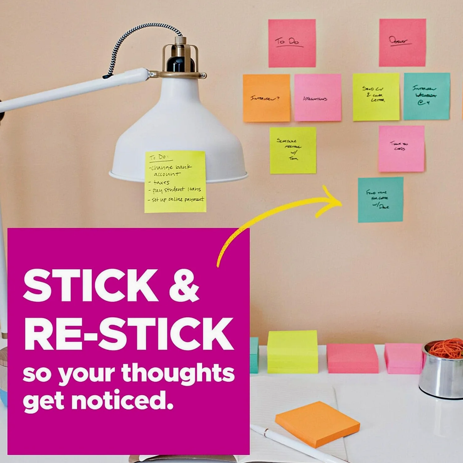 Post-it Notes Super Sticky Large Lined Format Notes, 8 x 6, Four Colors, 4 45-Sheet Pads PK - MMM6845SSPL