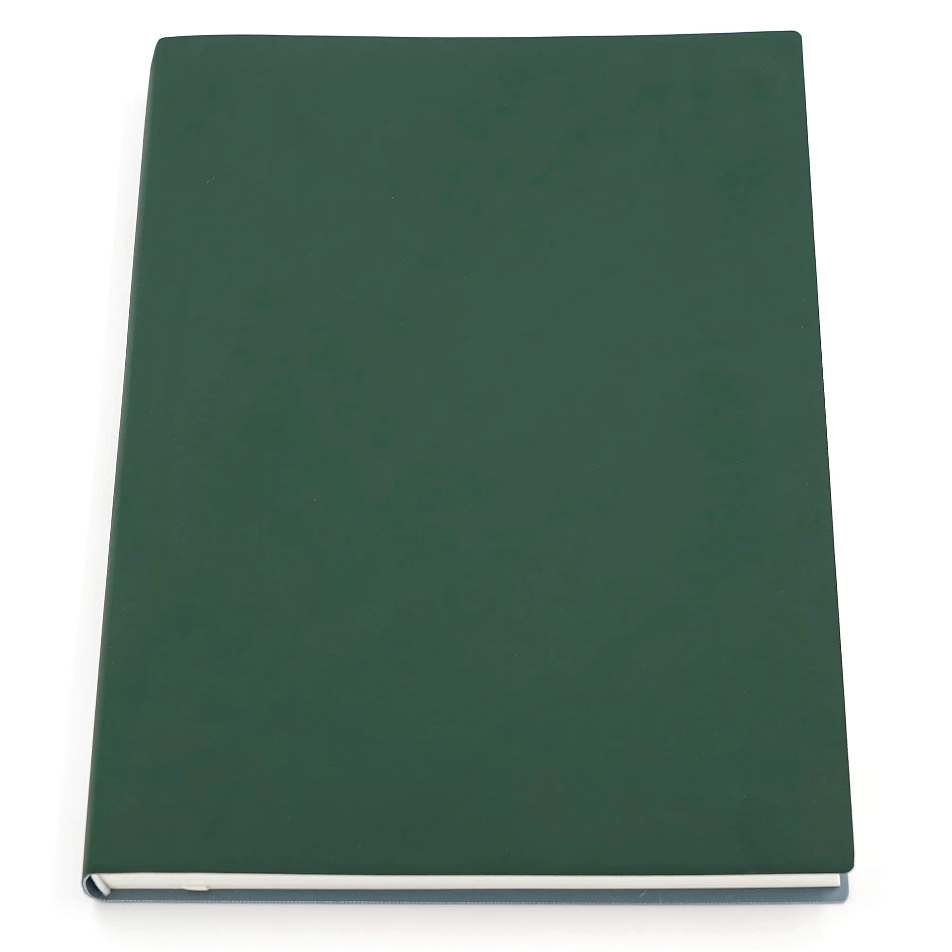 Quaderno grande e spesso, formato A4, 21,3 x 29,0 cm, 416 pagine, copertina in morbida ecopelle (verde, a righe)