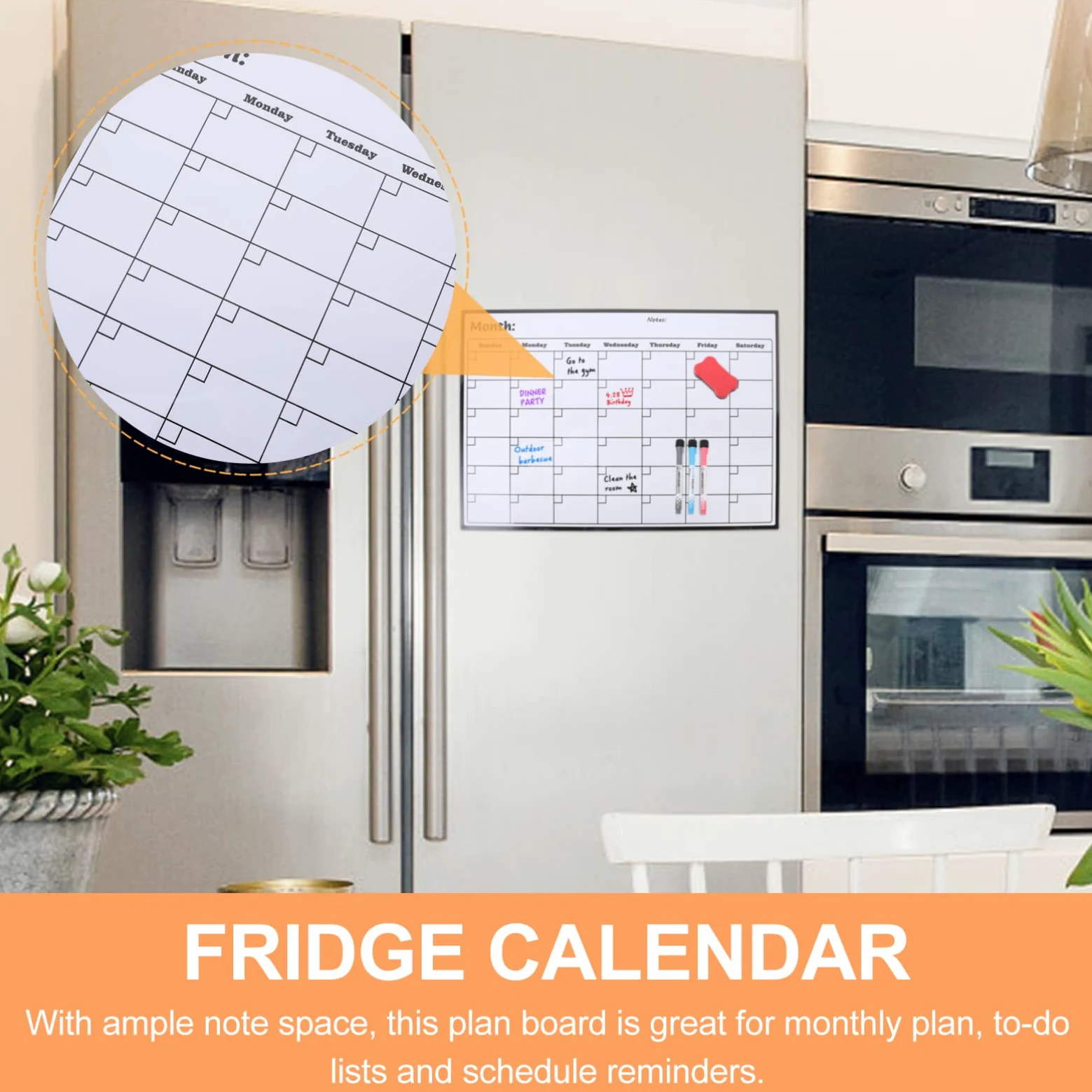 Agenda Mensile Magnetica Congelatore Pianificatore Mensile della Lavagna Calendario Bianca Magnetico PVC