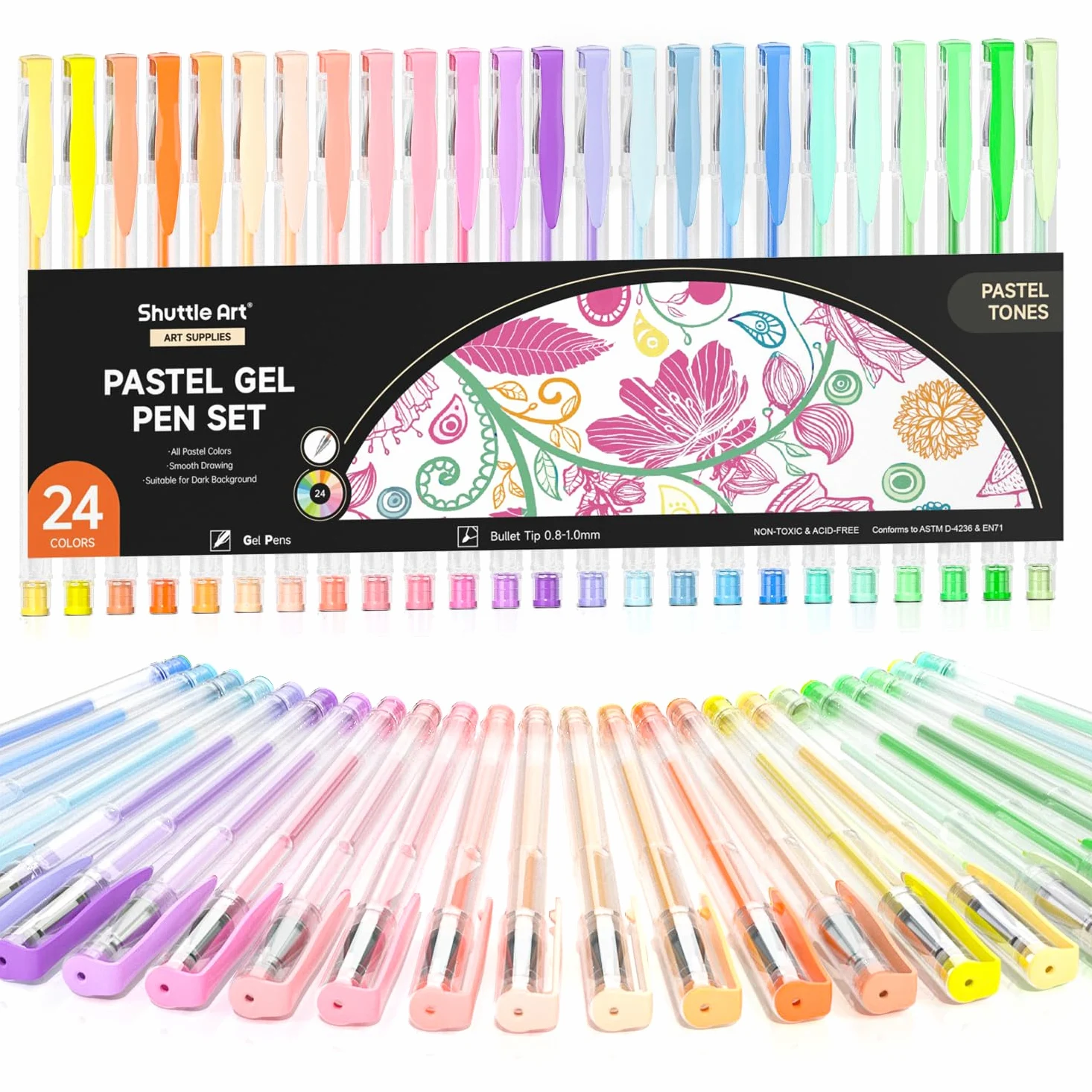 Shuttle Art 24 penne gel pastello colori lattei pastello per carta nera, libri da colorare per adulti, scarabocchiare, scrapbooking, diario
