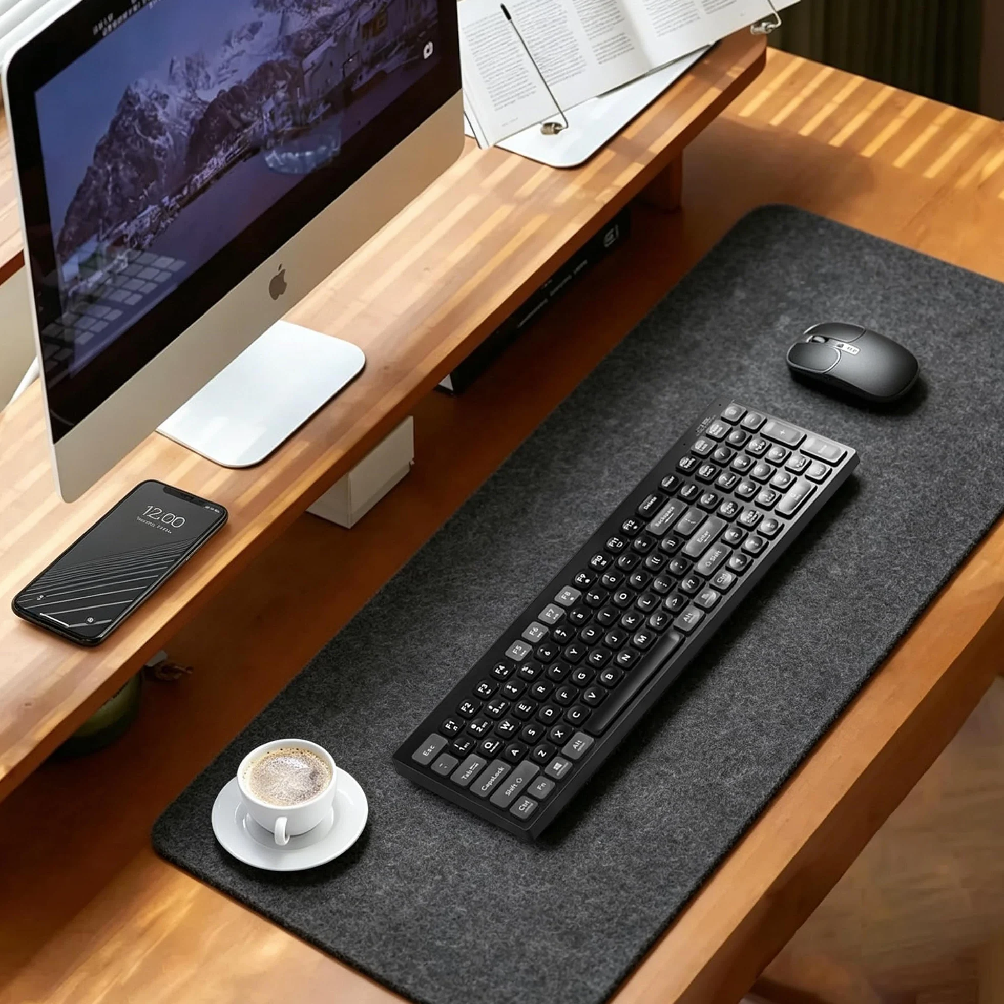Sottomano da Scrivania in Feltro 100x40cm Tappetino Mouse Grande Antiscivolo per Laptop Mouse Tastiere