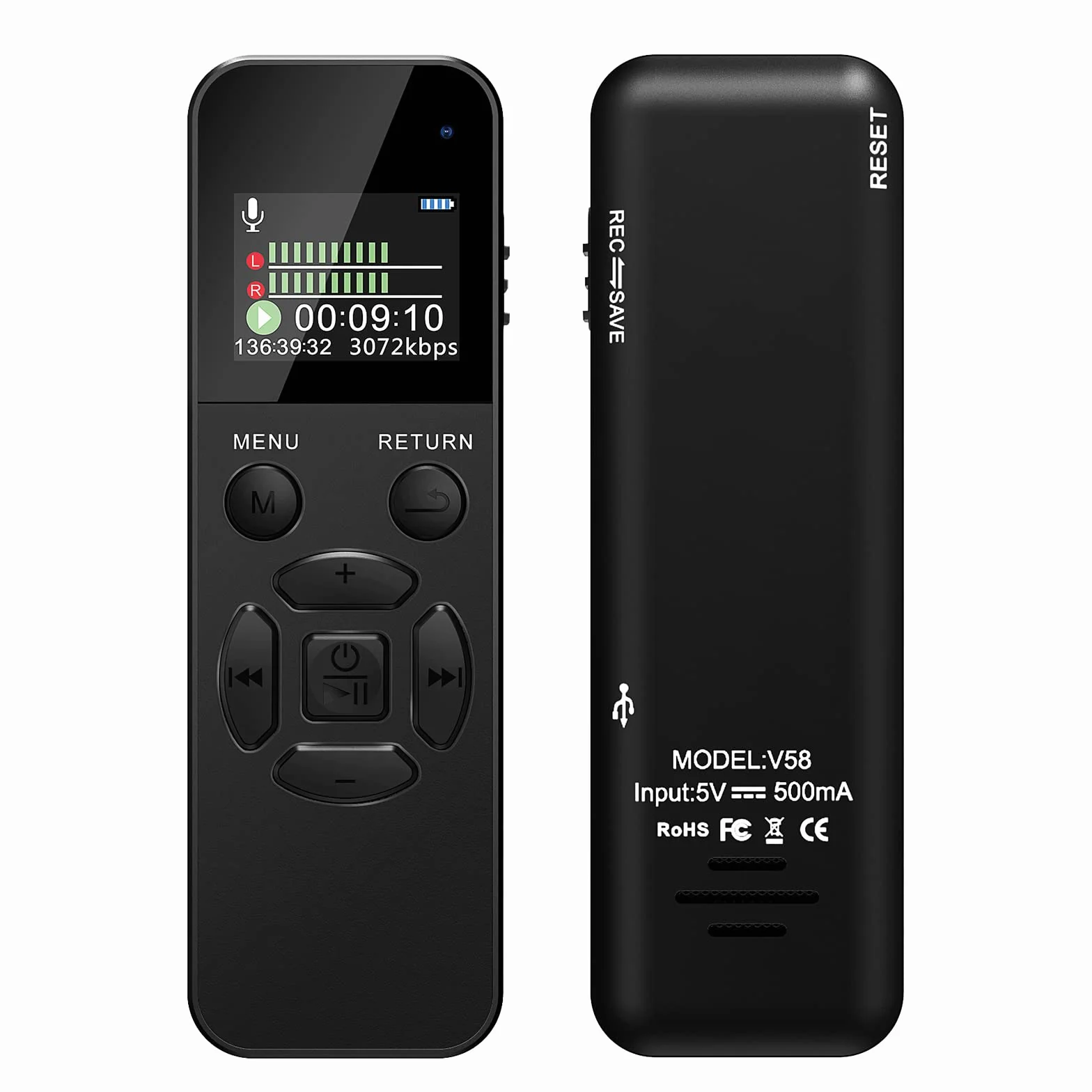 64GB Registratore Vocale Professionale, Registratore Audio con Attivazione Vocale e 35 Ore di Registrazione, Registratore con Riproduzione per Riunioni Interviste Lezioni