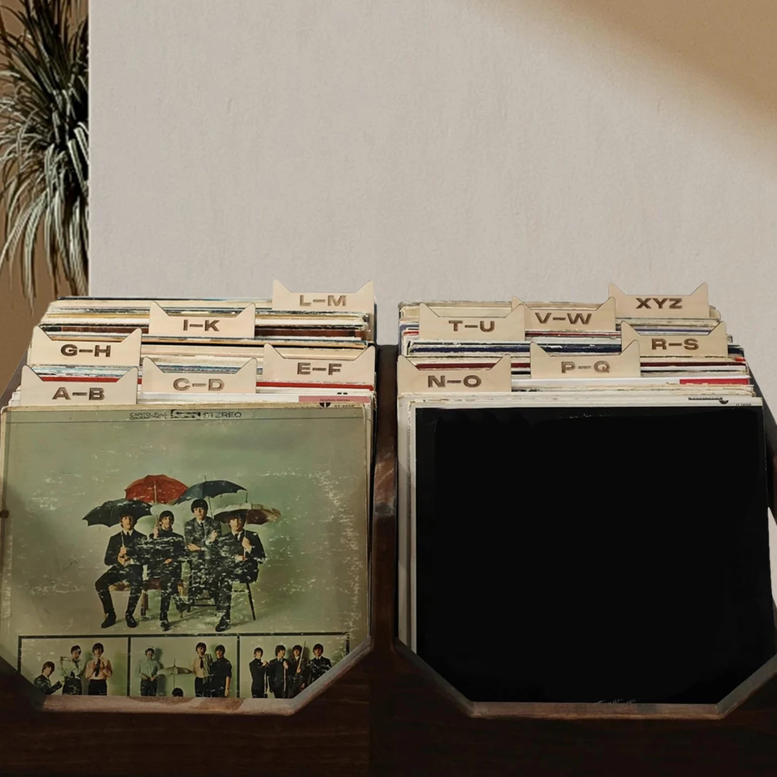 Divisori per dischi in legno, organizer per lettere alfabetiche, 12 pezzi | allineamento verticale e orizzontale per LP, divisori per librerie