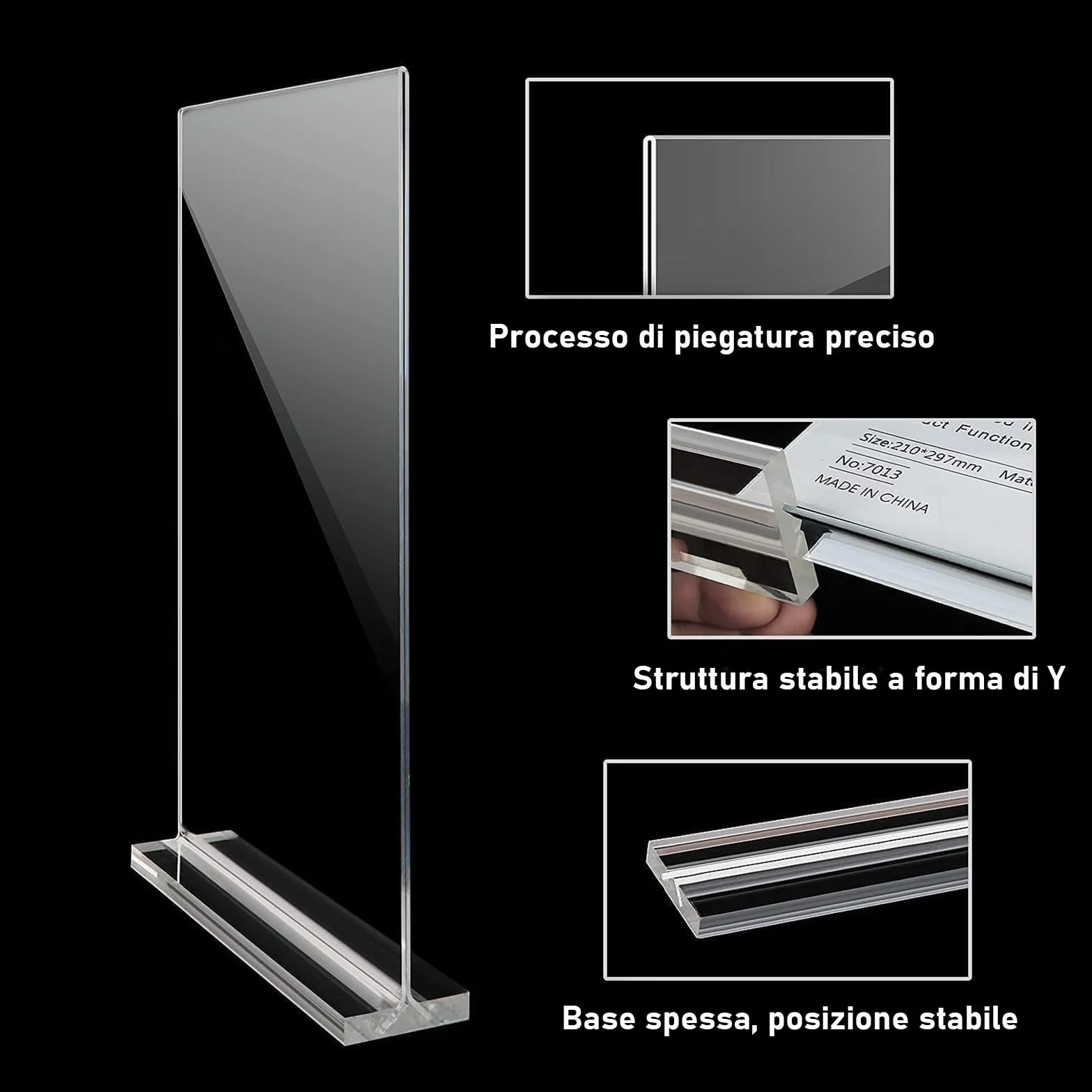 Flow fire Set di 2 Espositore Plexiglass A4, Espositore Pubblicitario Forma di T, Acrilico Trasparente Cavalletto da Tavolo, Supporto per Menu