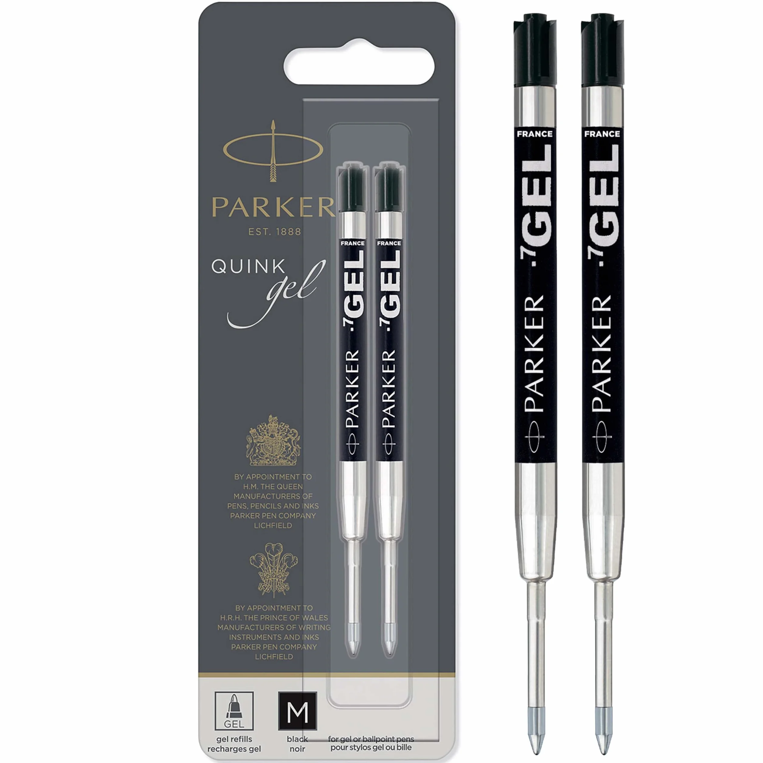Parker QUINK ricariche inchiostro gel punta media 0,7 mm nero 2 pezzi
