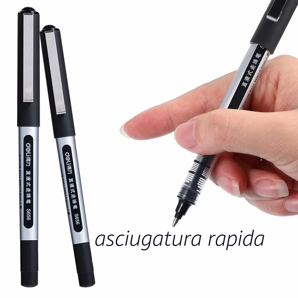 Penne Gel Nera 0.5mm Punta Fine, Penna a Sfera Inchiostro Nero 12 Pezzi