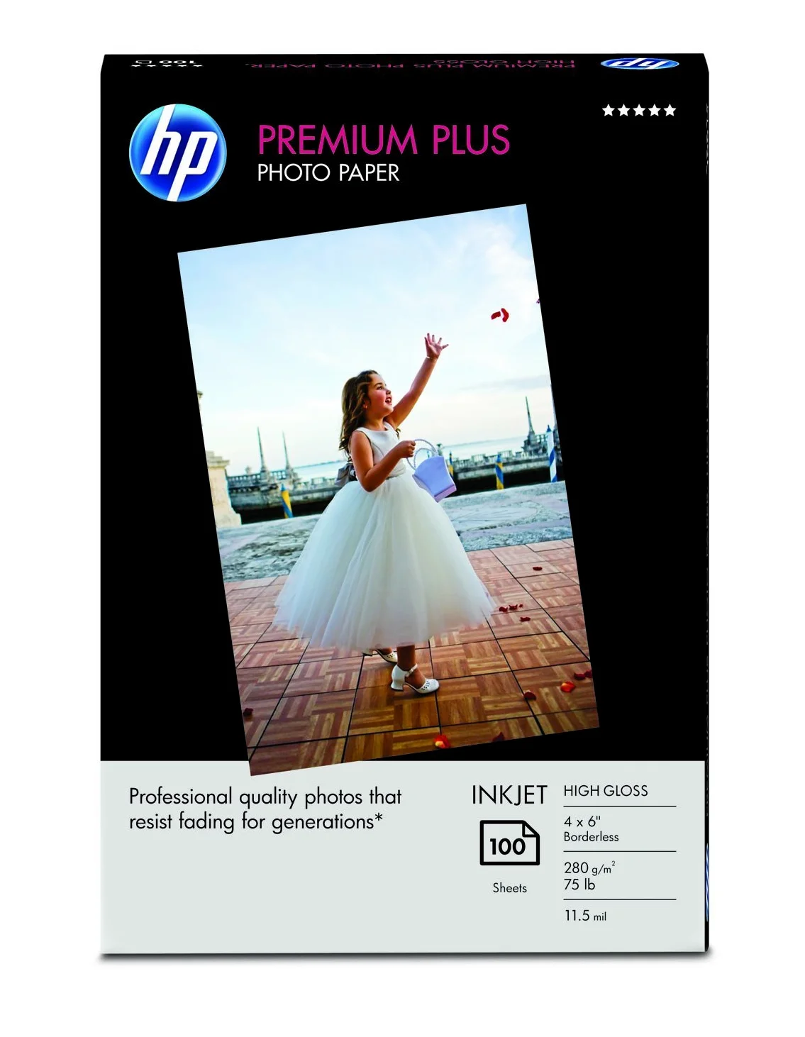 HP Premium Plus High-Gloss Photo Paper-100 SHT/4 x 6 in Borderless