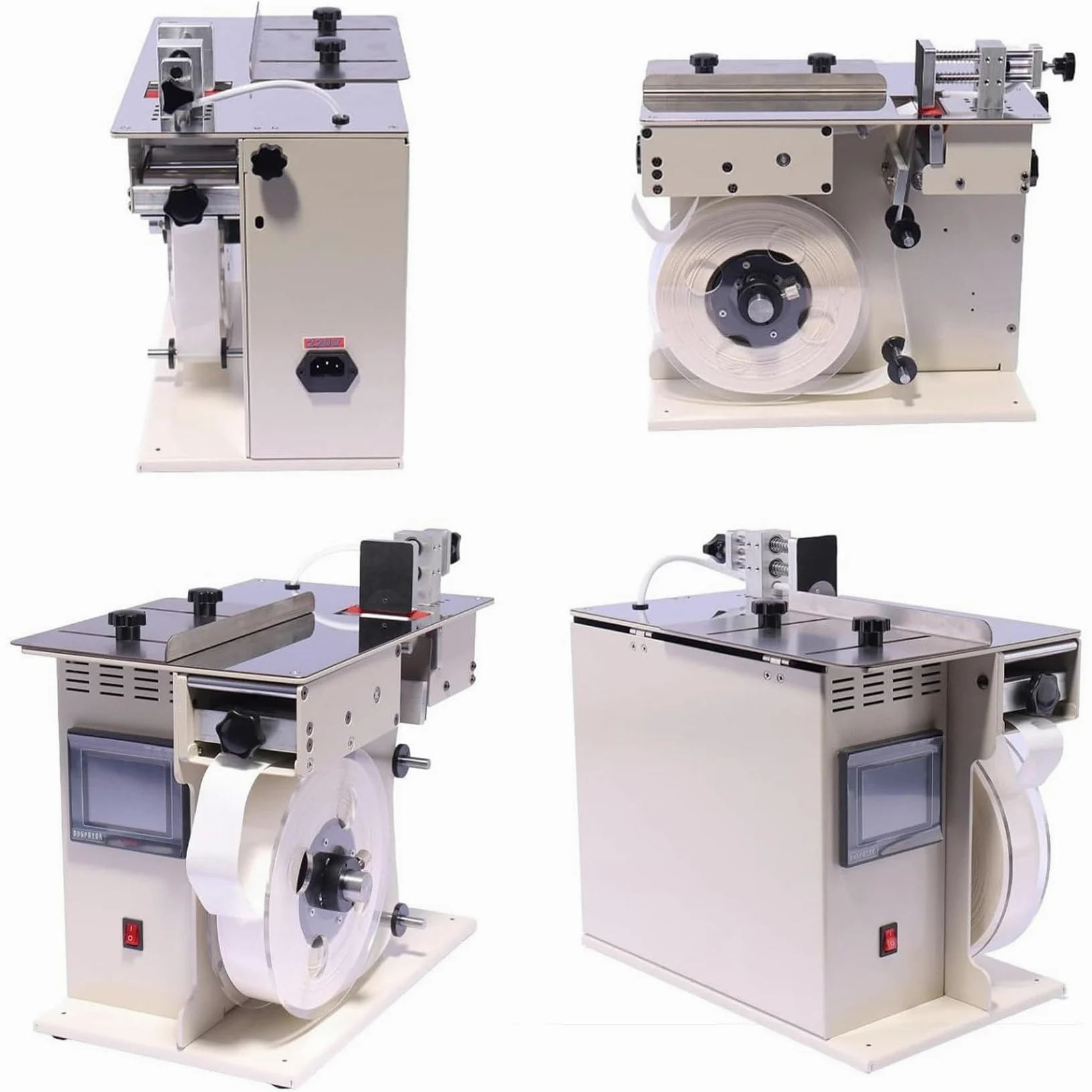 Etichettatrice automatica ad angolo retto, applicatore di etichette angolari con regolazione di velocità e lunghezza, controllo touch screen, corpo in metallo resistente per alimenti e stampa