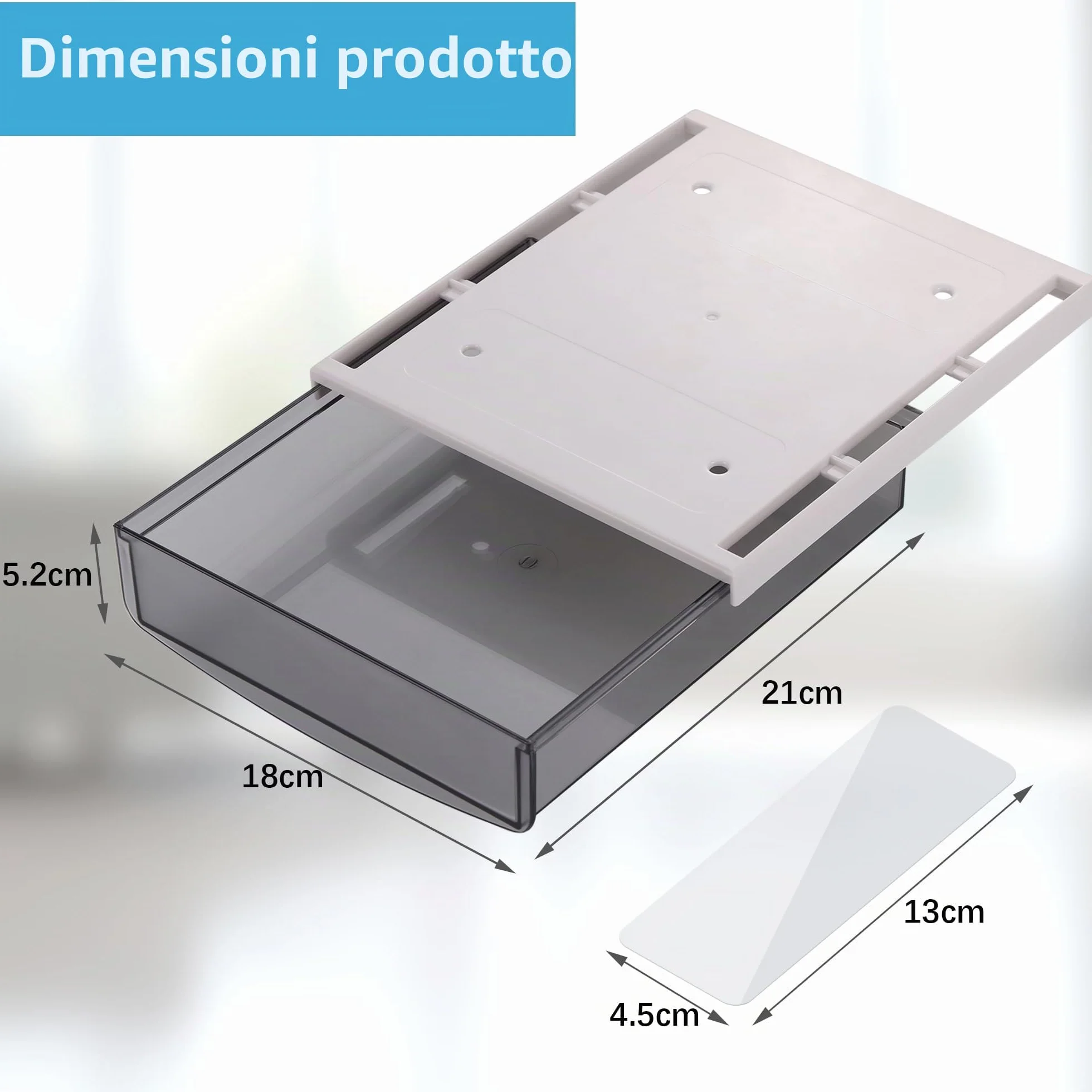 Fentar Cassetto Scrivania Trasparente in ABS, 2 Pezzi, Organizzatore per Ufficio