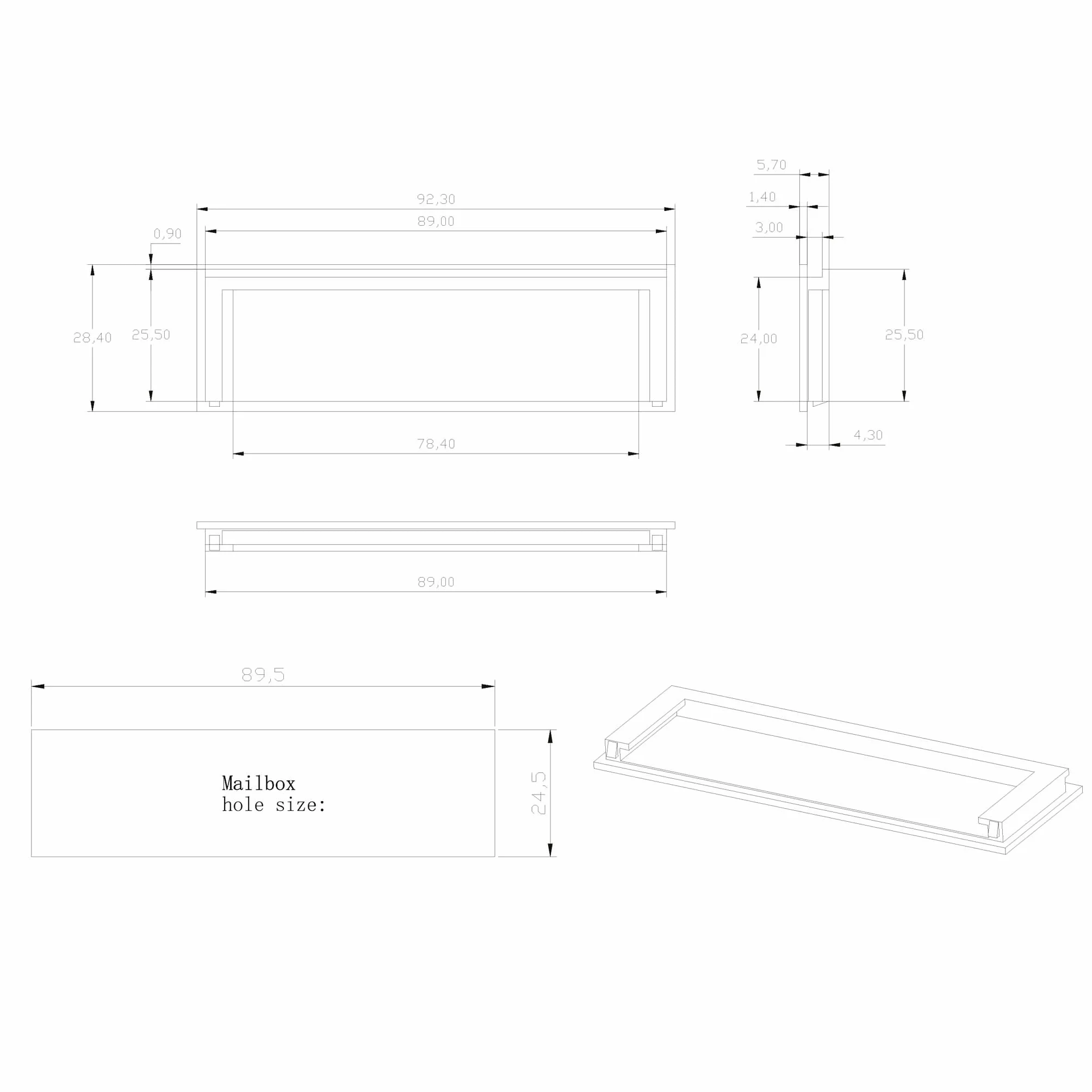 Wiltec Vetrino portanome 89,4 x 24,5 mm per cassetta postale 92,3 x 28,4 mm