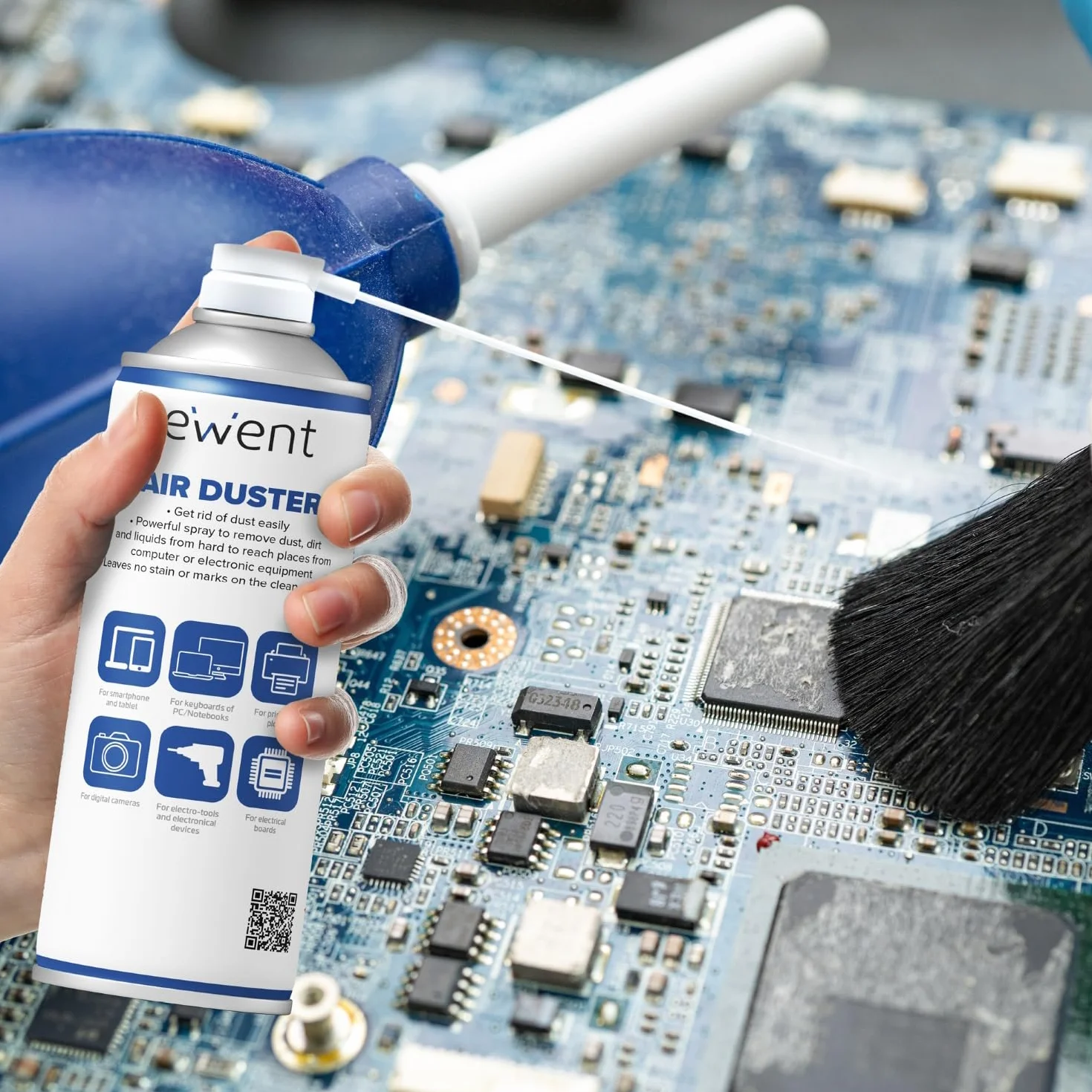 Ewent Spray aria compressa 400 ml con cannuccia lunga per pulizia tastiere computer
