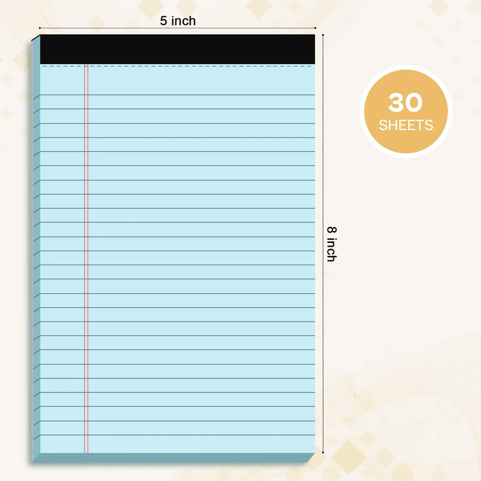 Blocchi per appunti legali 5x8, blocco note a righe college, perforato, 80GSM, 30 fogli, 6 confezioni