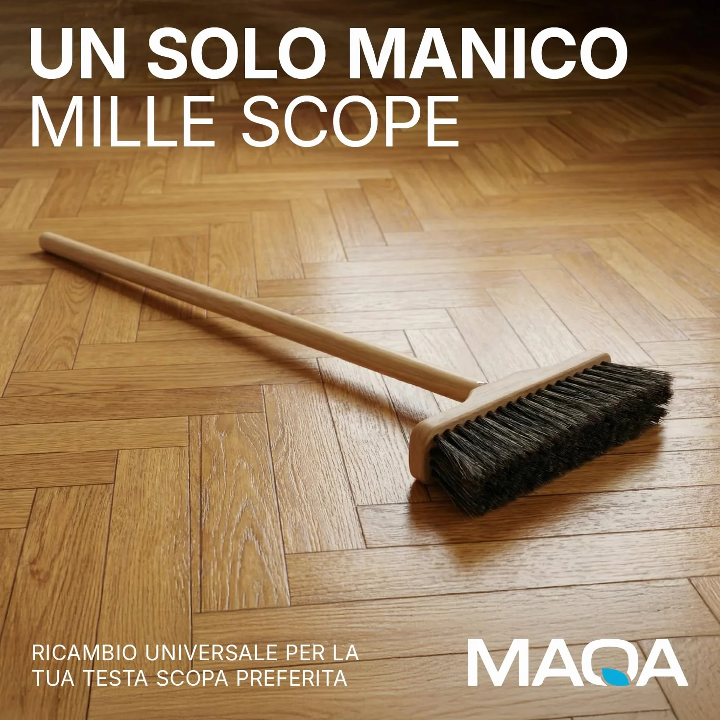 Bastone scopa con attacco universale Manico in legno con foro alla base