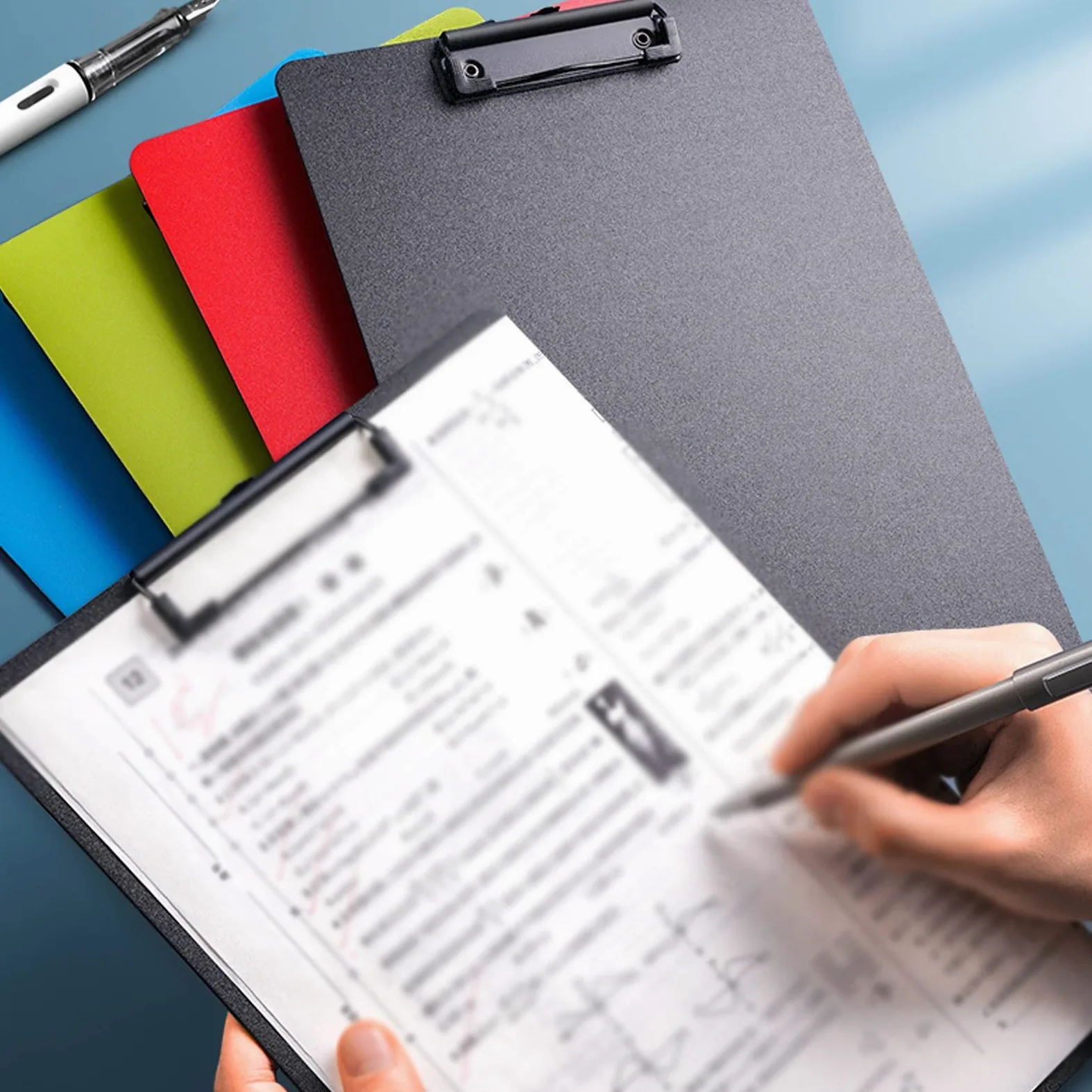 Tavoletta Portablocco Cartella di plastica per Appunti Document Document A4 e Letter con Foro Appeso telescopico con tavola da Scrittura Multifunzione Binder 5 Pack Portablocchi