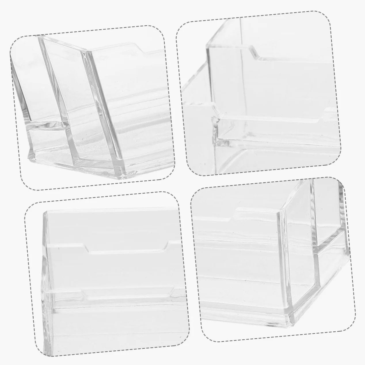 Hemobllo Porta Biglietti da Visita Trasparente 5 Pezzi in Plastica | Supporto da Tavolo, Uso per Fiere e Contesti Professionali, Design Trasparente, Set da 5