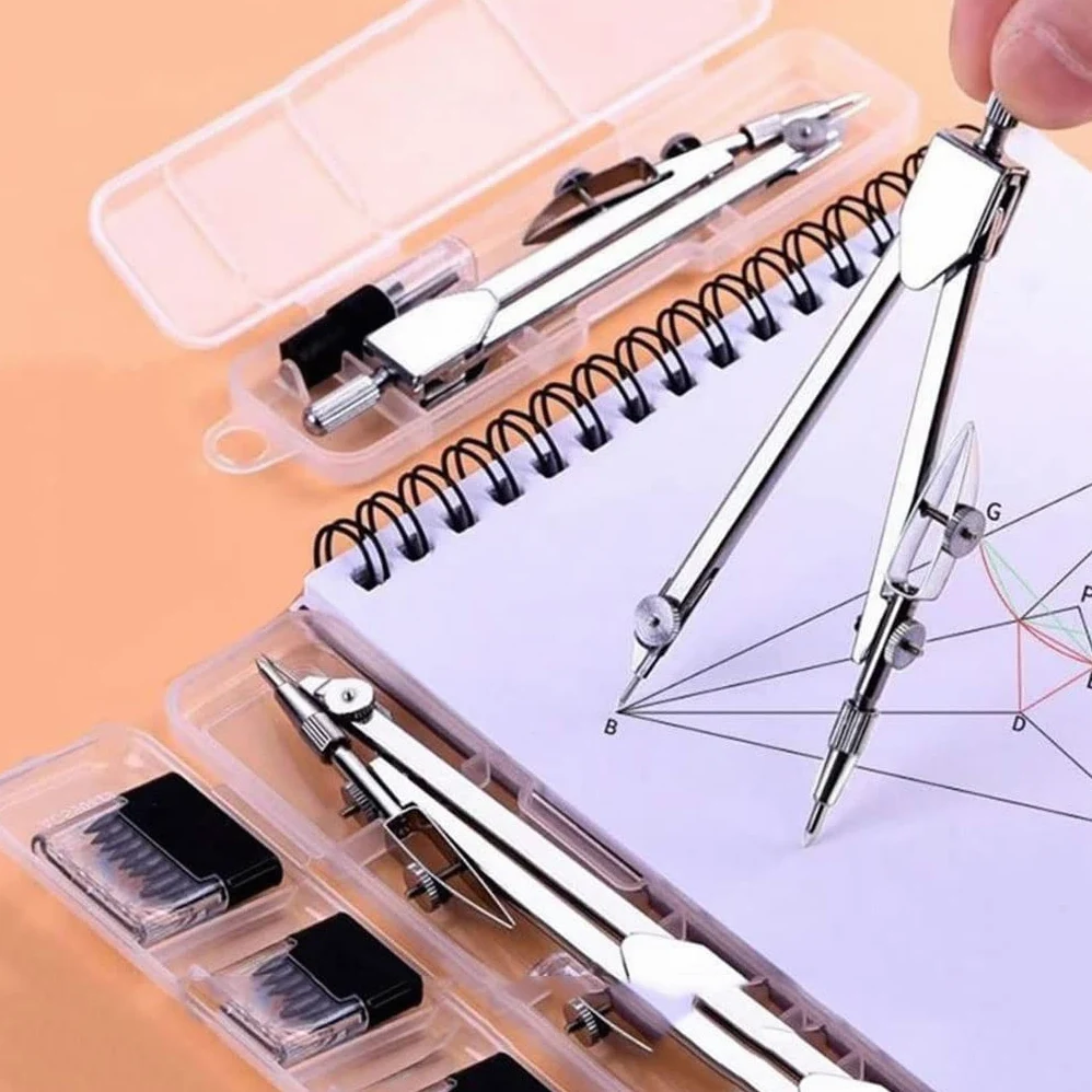 Kit di geometria della bussola Bussola in metallo interamente in acciaio Strumento di disegno per l'apprendimento degli studenti Esame di matematica Disegno Disegno Set di bussole Set di bussole mul