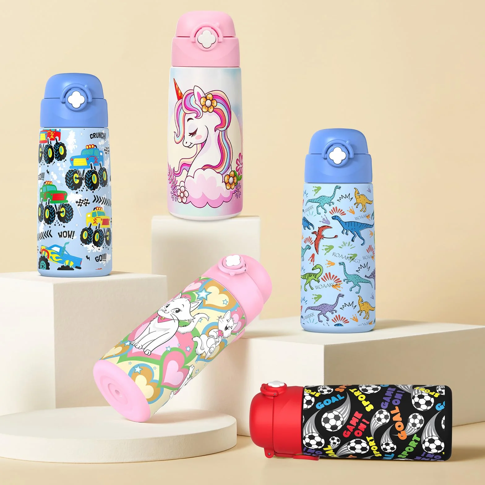 Borraccia Termica Bambini In Acciaio Inox 500 Ml Senza Bpa Bottiglia Acqua Con Cannuccia A Prova Di Perdite Unicorno