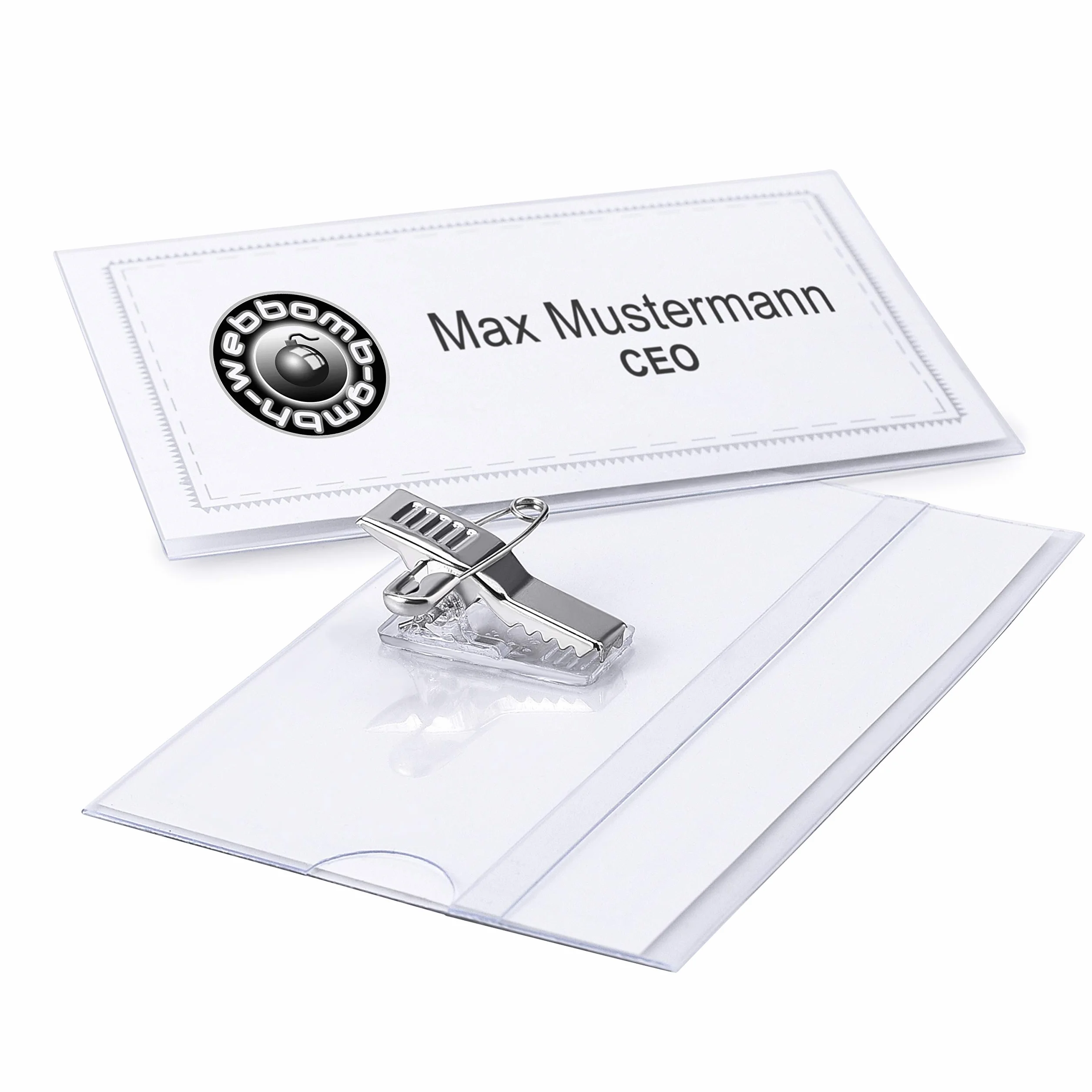 Set da 10 porta badge con clip e spilla per vestiti