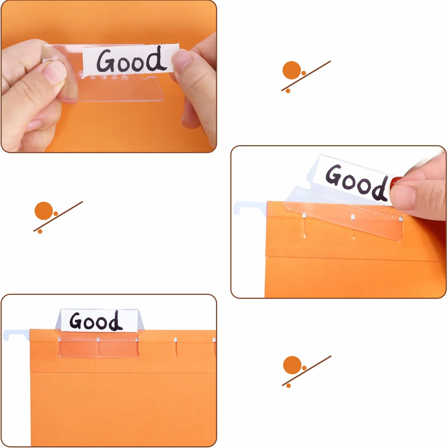 25 Pezzi Cartelle Sospese Foolscap, Cartelline da Appendere con Linguette e Inserti per Ufficio, Scuola, Casa, Organizzazione(Arancione)
