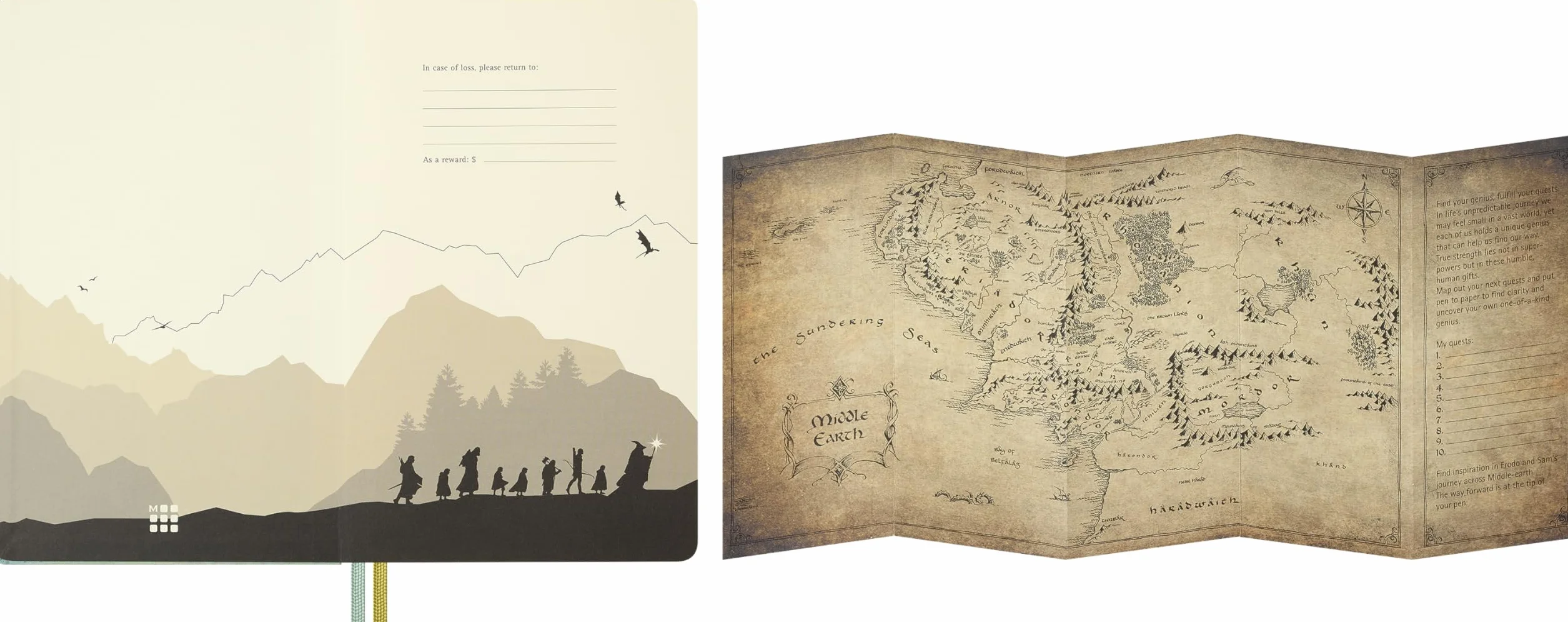 Moleskine Agenda Settimanale 18 Mesi 2026-27, Il Signore degli Anelli, Copertina Rigida in Tessuto e Chiusura Elastica, Legolas e Gimli, Formato Large 13 x 21 cm