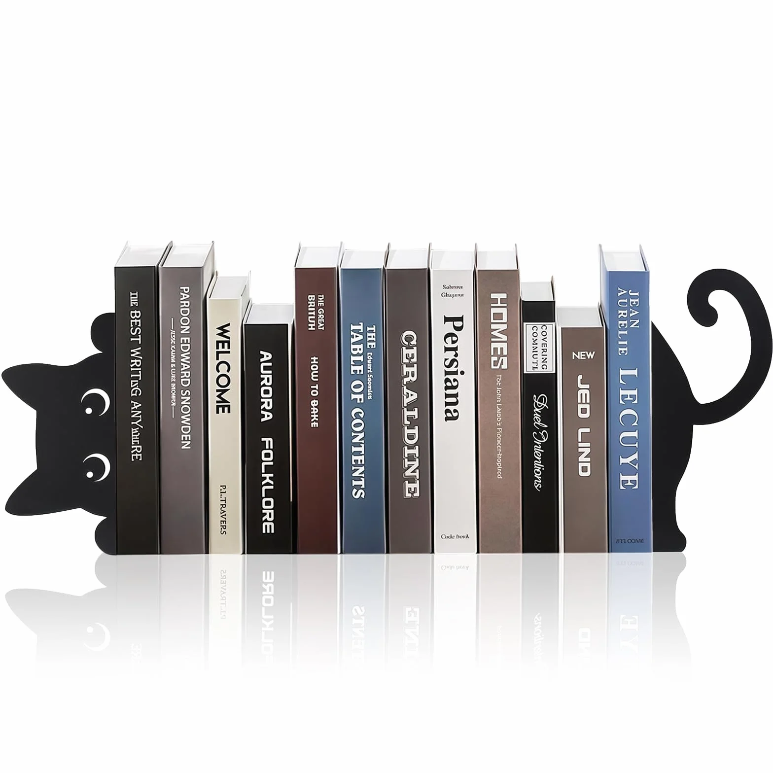 Gatto Curioso Fermalibri in Metallo 2 Stili Decorativi per Casa e Ufficio Regalo Lettori
