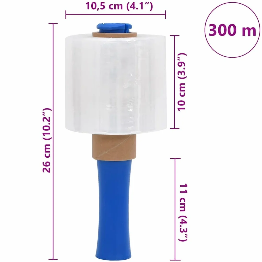 vidaXL Film Estensibili 10 pz Trasparenti 23 μm 10 cm x 300 m, pellicola da imballaggio, pellicola da imballaggio, pellicola da avvolgimento