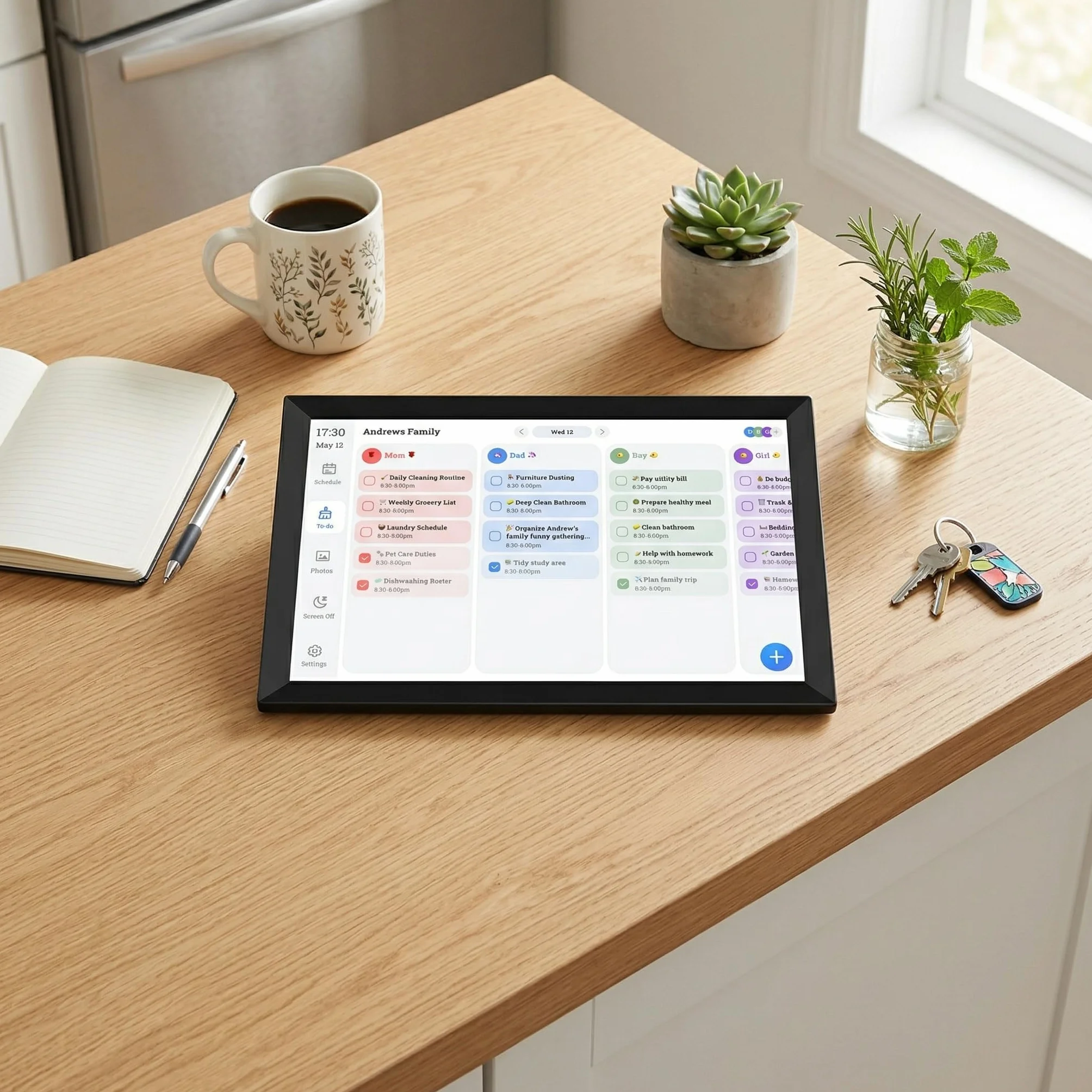 Fafeicy Calendario Digitale Touchscreen 10,1 Pollici HD Wi-Fi Pianificatore Familiare Gestione Attività Giornaliere Cornice Fotografica Digitale Smart Organizzatore Quotidiano