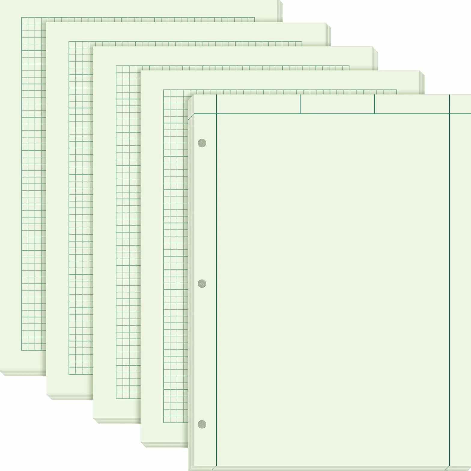 Seajan 5 blocchi per ingegneria e calcolo, 21,9 x 27,9 cm, blocco note in carta grafica, 5 quadrati per pollice, blocco per prove tecniche, 100 fogli/confezione (verde)