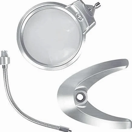 Lente d'ingrandimento da tavolo con luce LED e supporto, design pieghevole a mani libere per una lettura ravvicinata