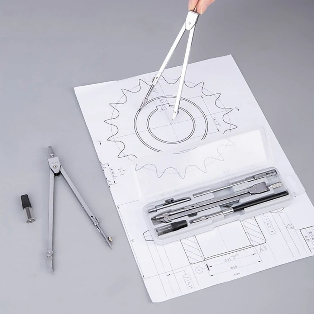 Set di compassi Professionali per Disegno, impostazione del Compasso, Geometria, Matematica, compassi, Strumento di Disegno, Tecnico, cancelleria per Studenti, Set di compassi(A)
