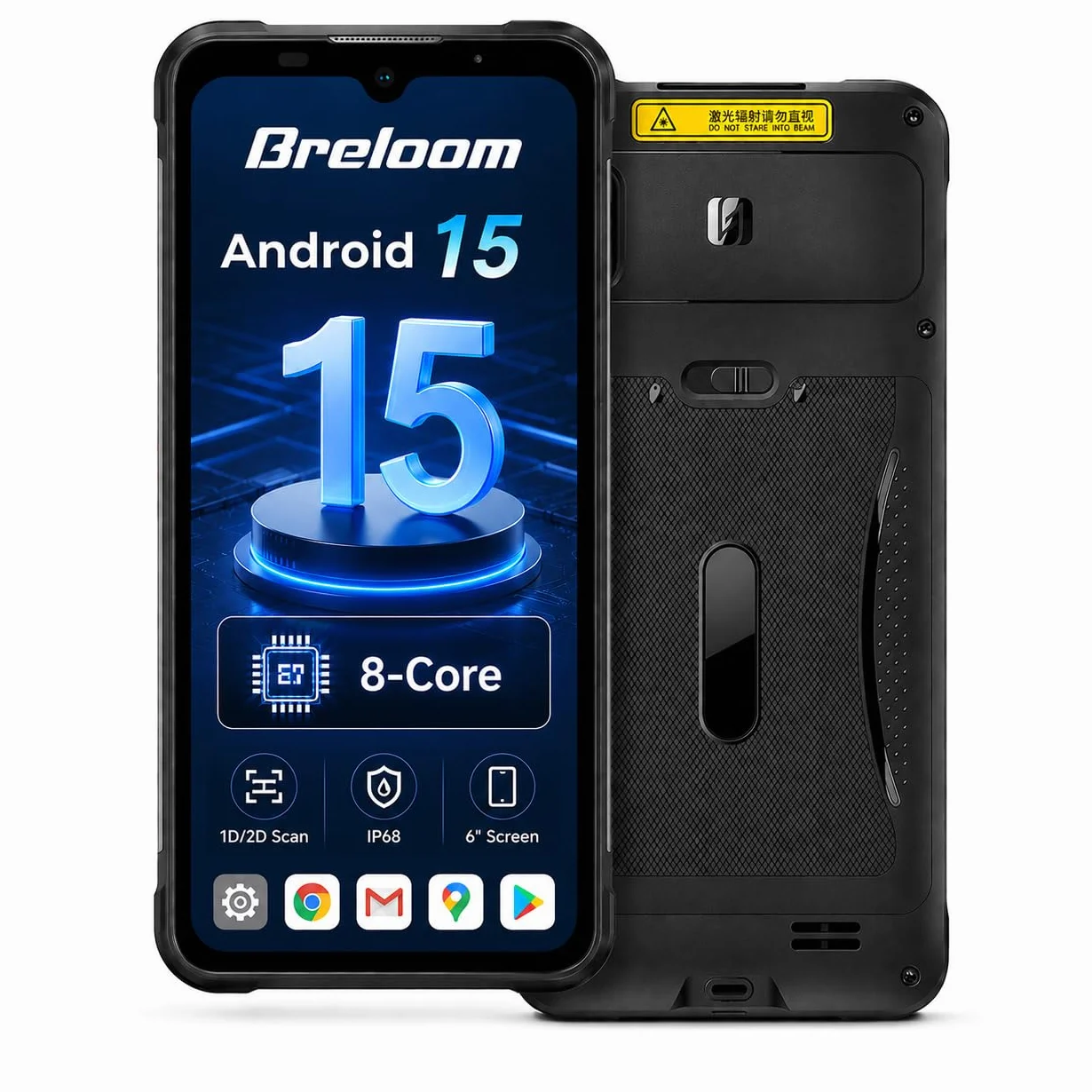 Scanner di Codici a Barre Android 15, PDA Industriale Rugged con Display Touch da 6,08", 4GB+64GB, Lettore 1D/2D, IP68, 4G/Wi-Fi 5/Bluetooth 5.2, Batteria da 5000mAh