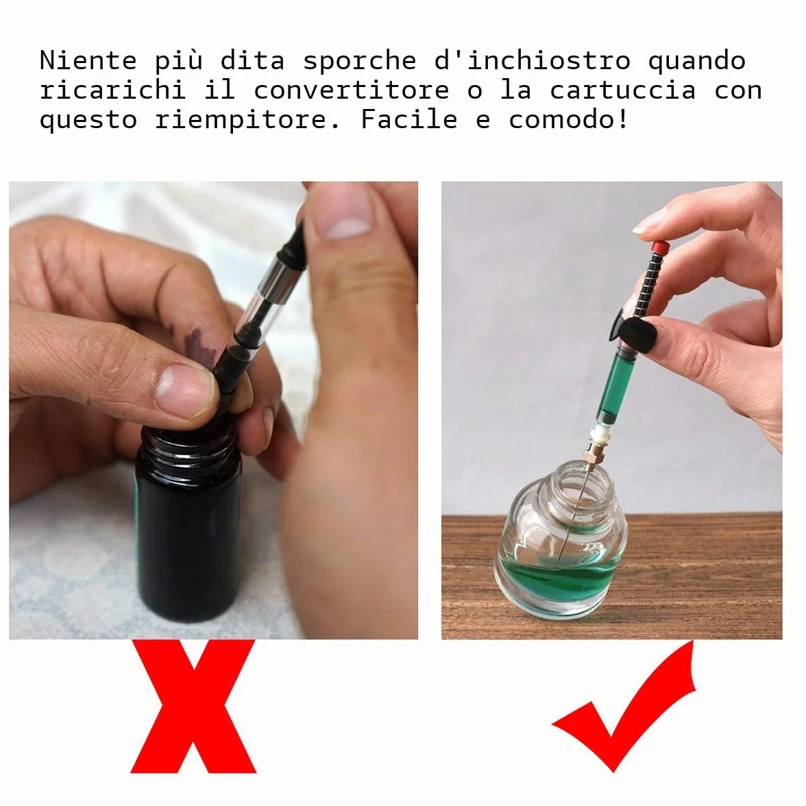 Penne stilografiche per siringa a inchiostro, convertitore a molla con punta rimovibile e ago smussato, confezione da 5