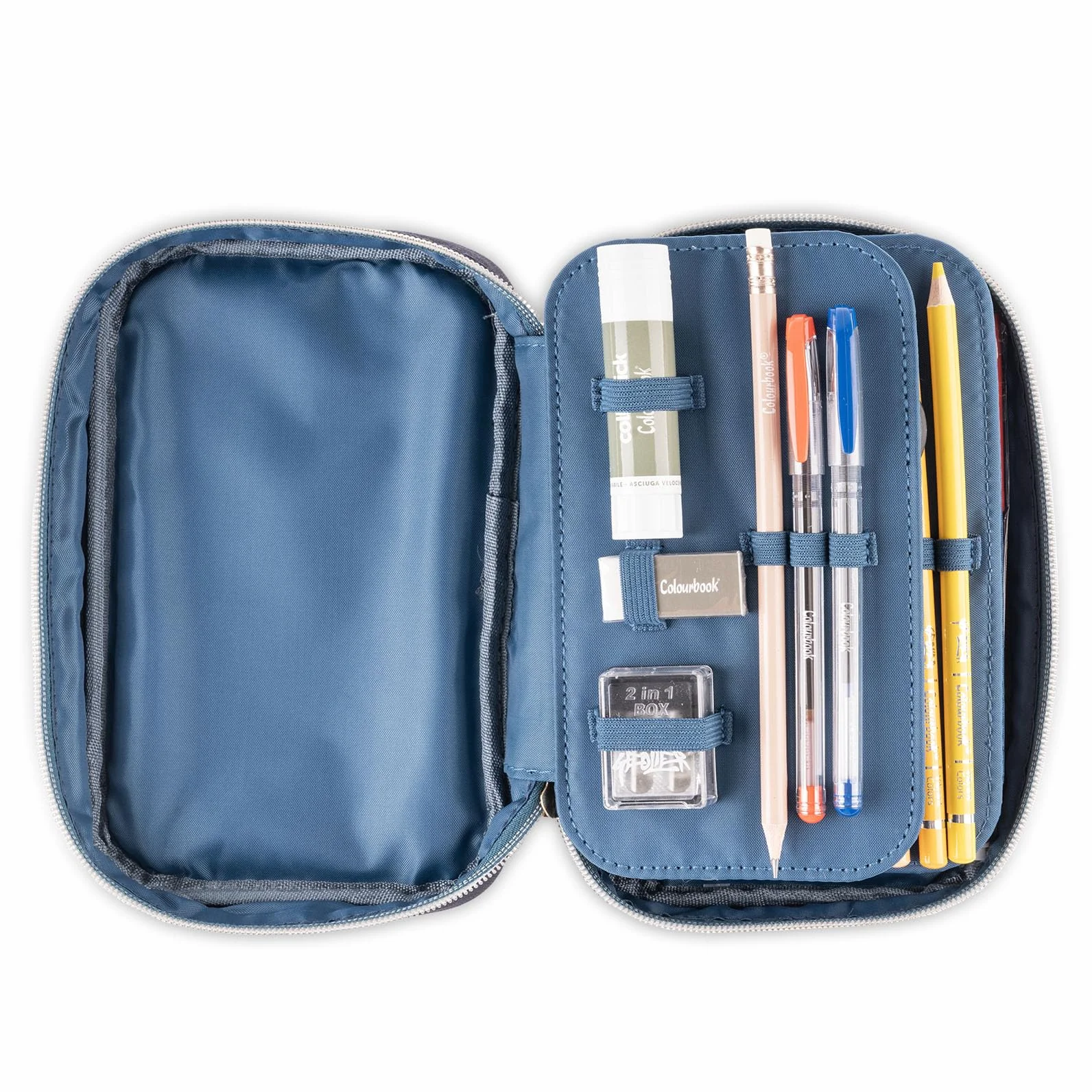 Colourbook - Astuccio Scuola Geolier 1 Zip, Organizzazione con Pattina Interna, Set Completo 30+ Pezzi (Graffiti)