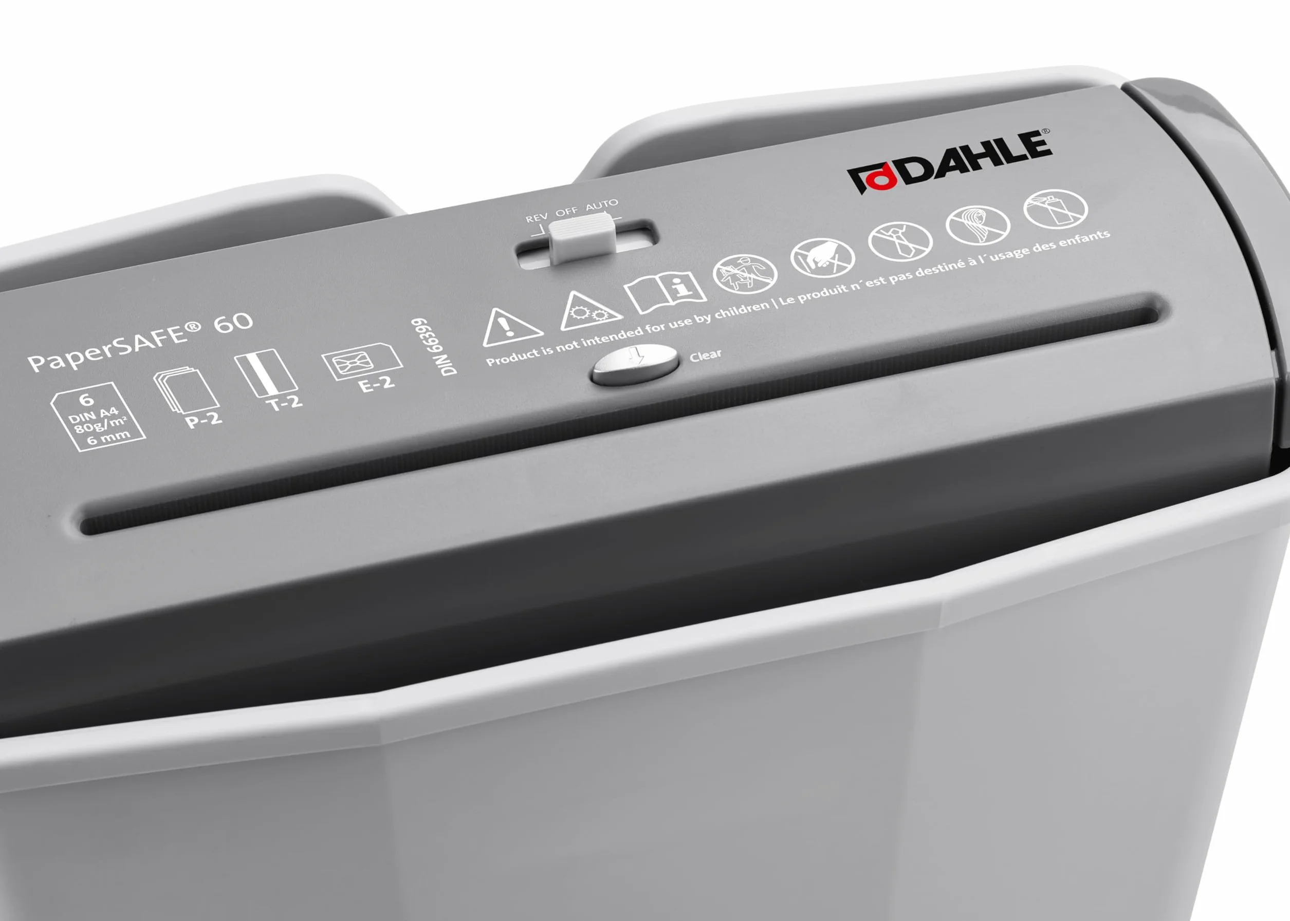 Dahle PaperSAFE PS 60 distruggidocumenti (6 fogli, livello di sicurezza P2, taglio a strisce, privo di olio e manutenzione, 11 litri), grigio