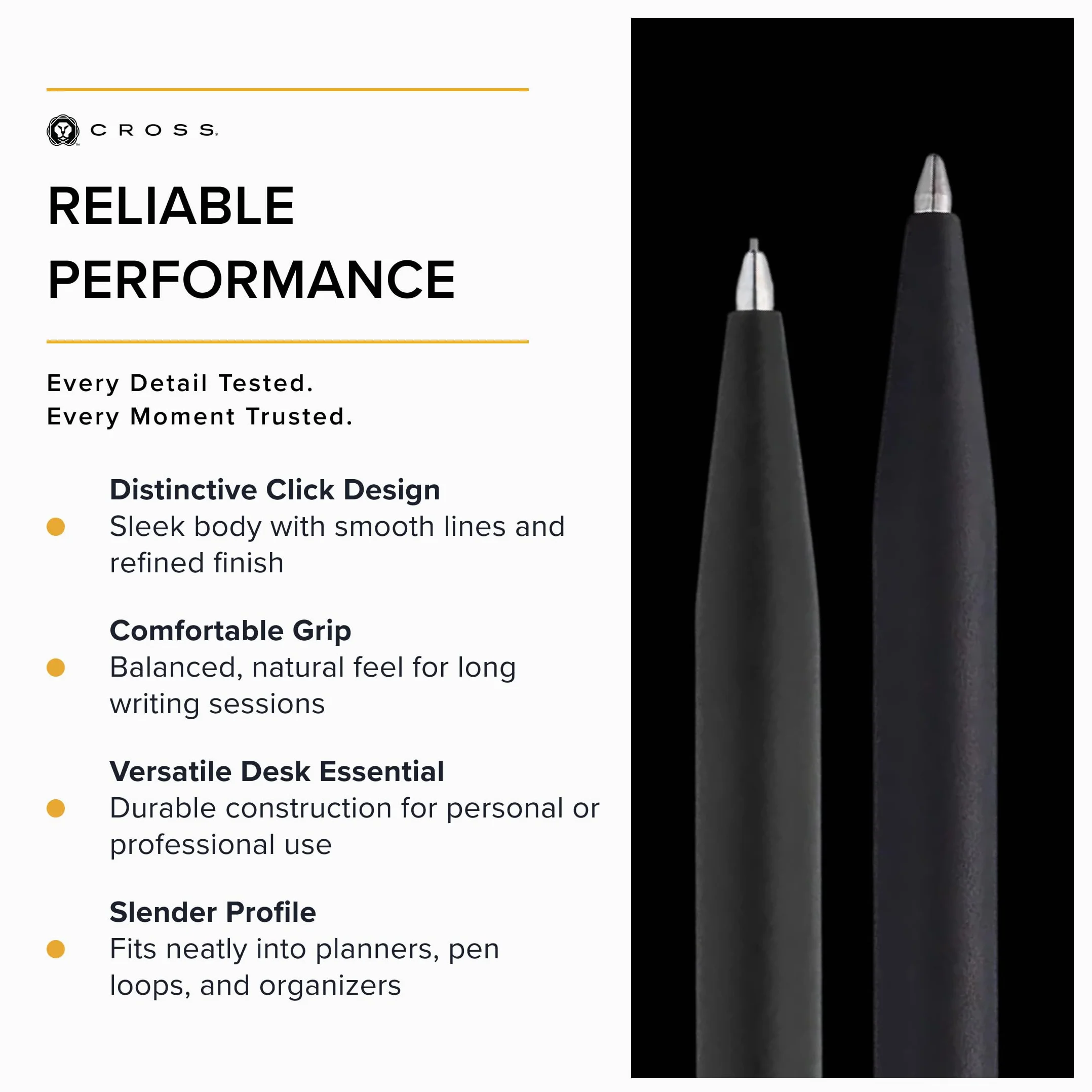 CROSS Click Classic - Penna a sfera ricaricabile nera e portamine da 0,5 mm, in confezione regalo premium