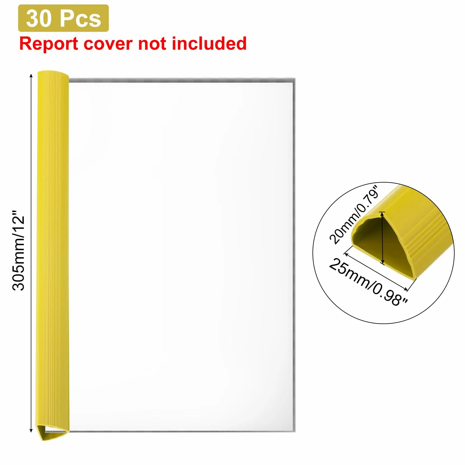 PATIKIL 30Pz Rilegatura Fogli A4 20x25mm 220 Fogli Giallo | Dorsini Rilegafogli Barre, Scorrevole Capacità, Formato A4 Raccoglitore, per Report Presentazioni Ufficio Curriculum