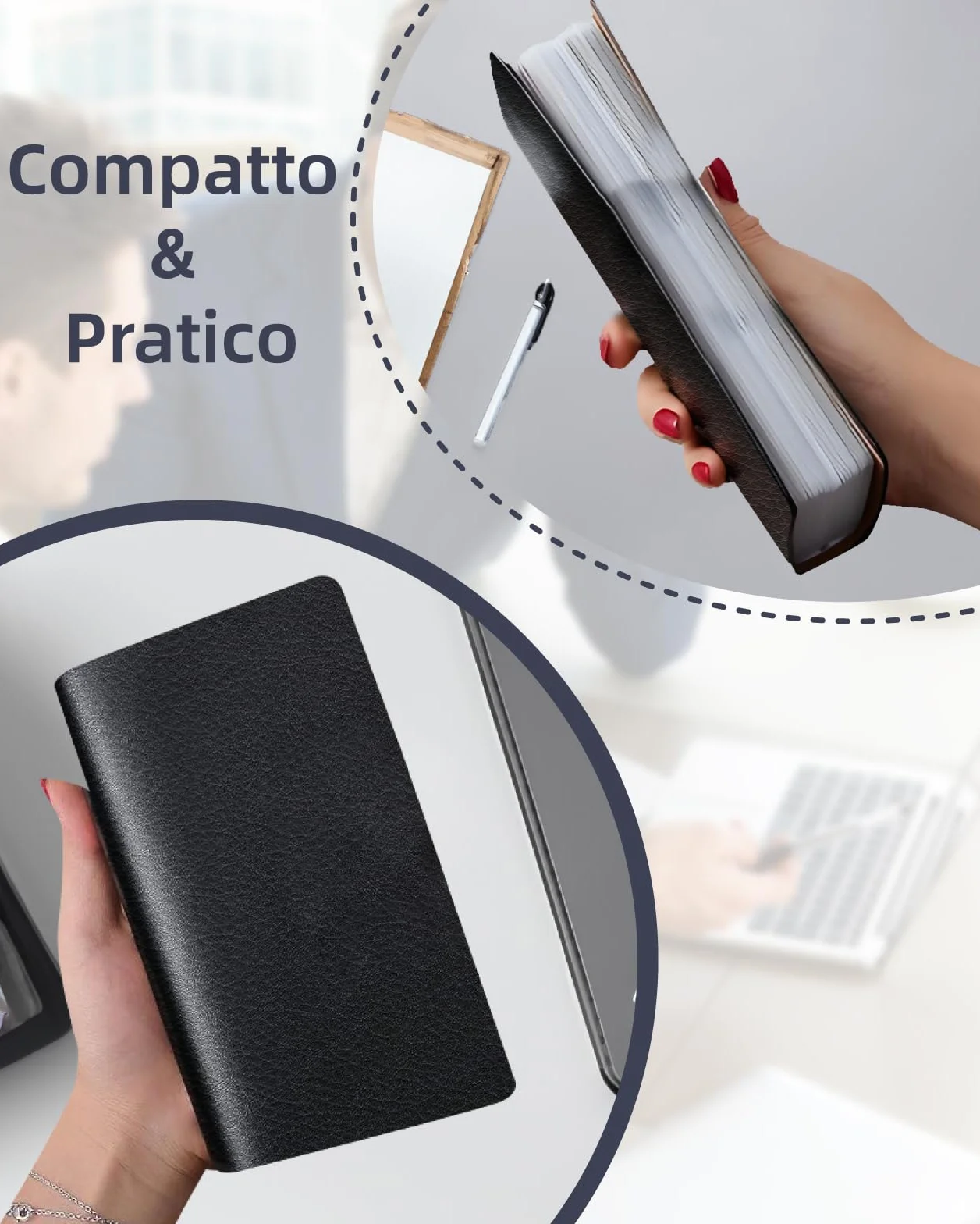 Zacro Porta Biglietti da Visita in PVC 240 Carte Portafoglio Porta Carte di Credito Nero