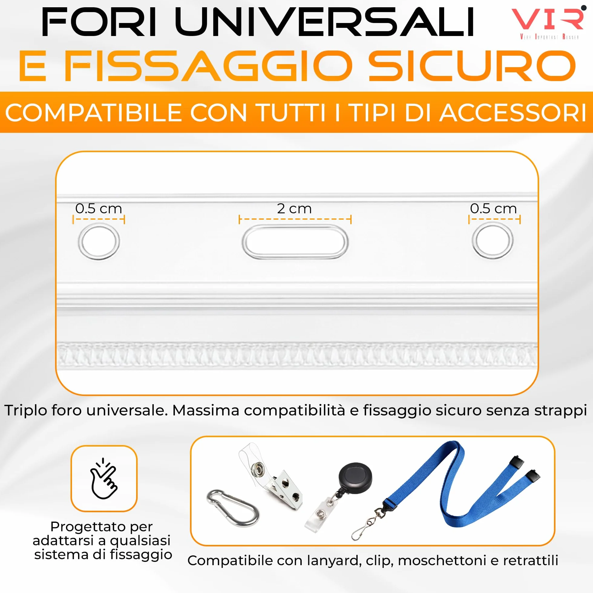 Porta Badge Trasparenti Impermeabile in PVC con Bordi Termosaldati e Apertura Superiore - 100 Pezzi
