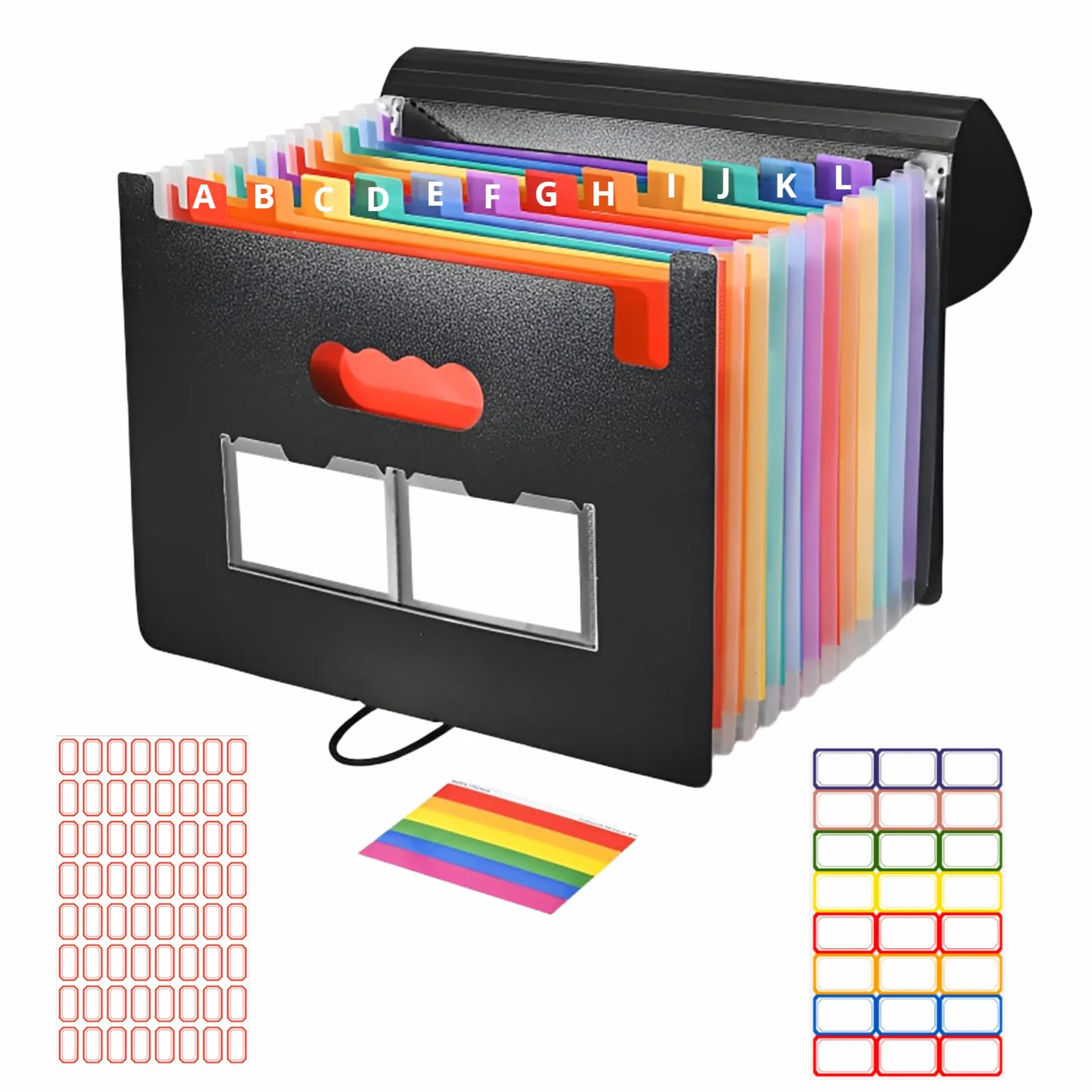 Cartella portadocumenti espandibile con etichette vuote, organizer per documenti con copertina espandibile, cartelle a fisarmonica da scrivania, formato A4, organizer per documenti (13 tasche)