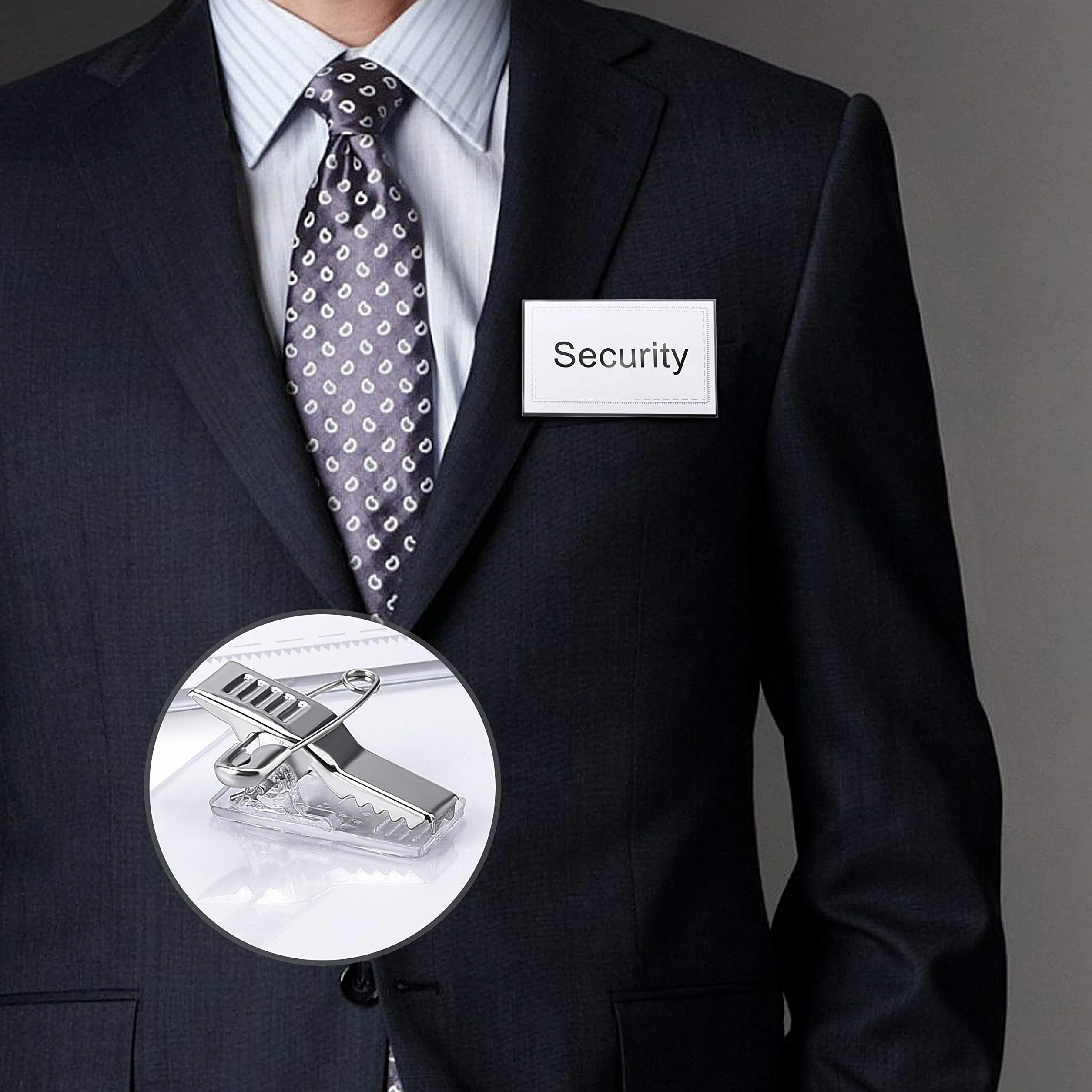 Set da 10 porta badge con clip e spilla per vestiti