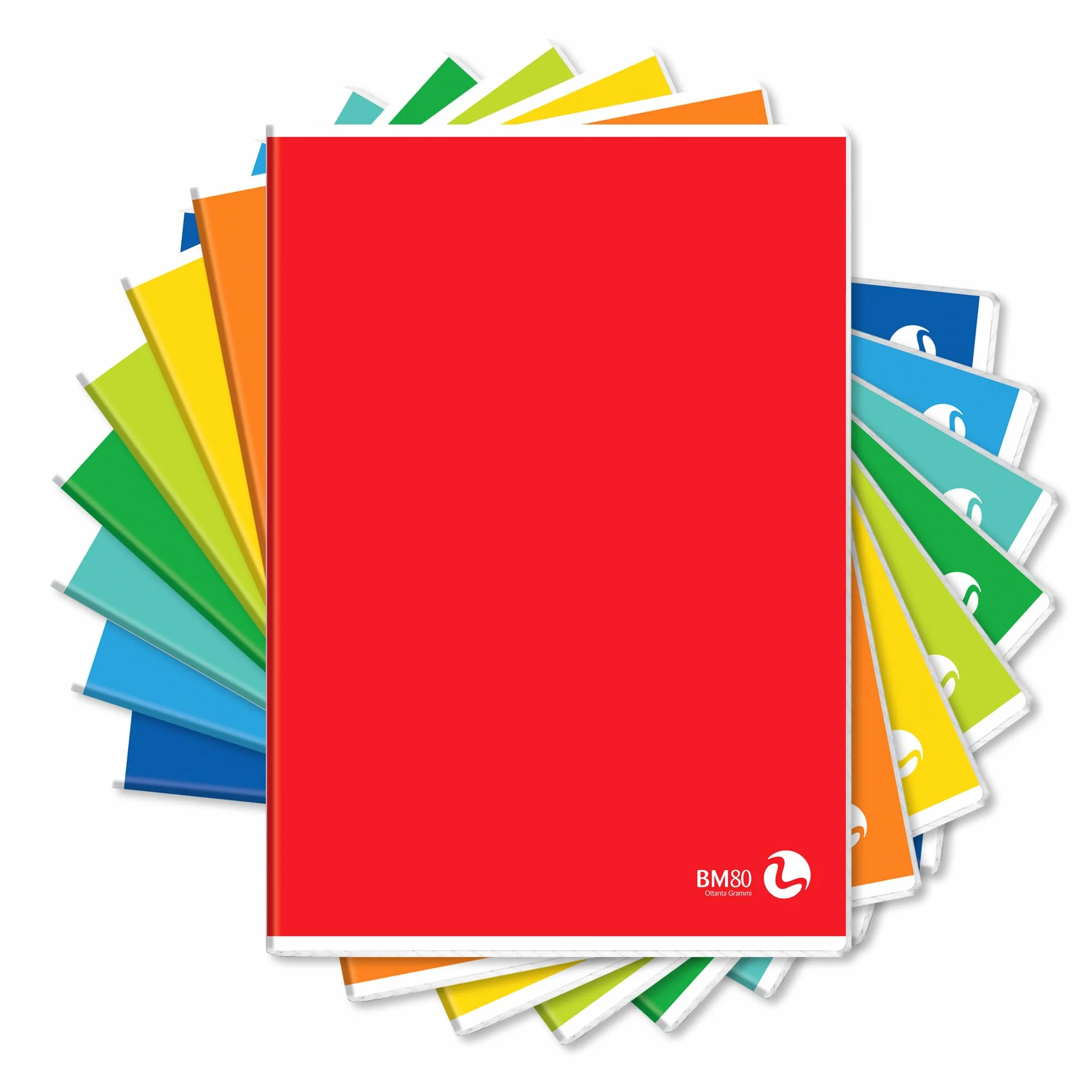 Bm BeMore Color Basic Quaderno A4 Rigatura 4F Quadretti 4mm Margini Carta 80g/mq Colori Assortiti Confezione 10 Pezzi
