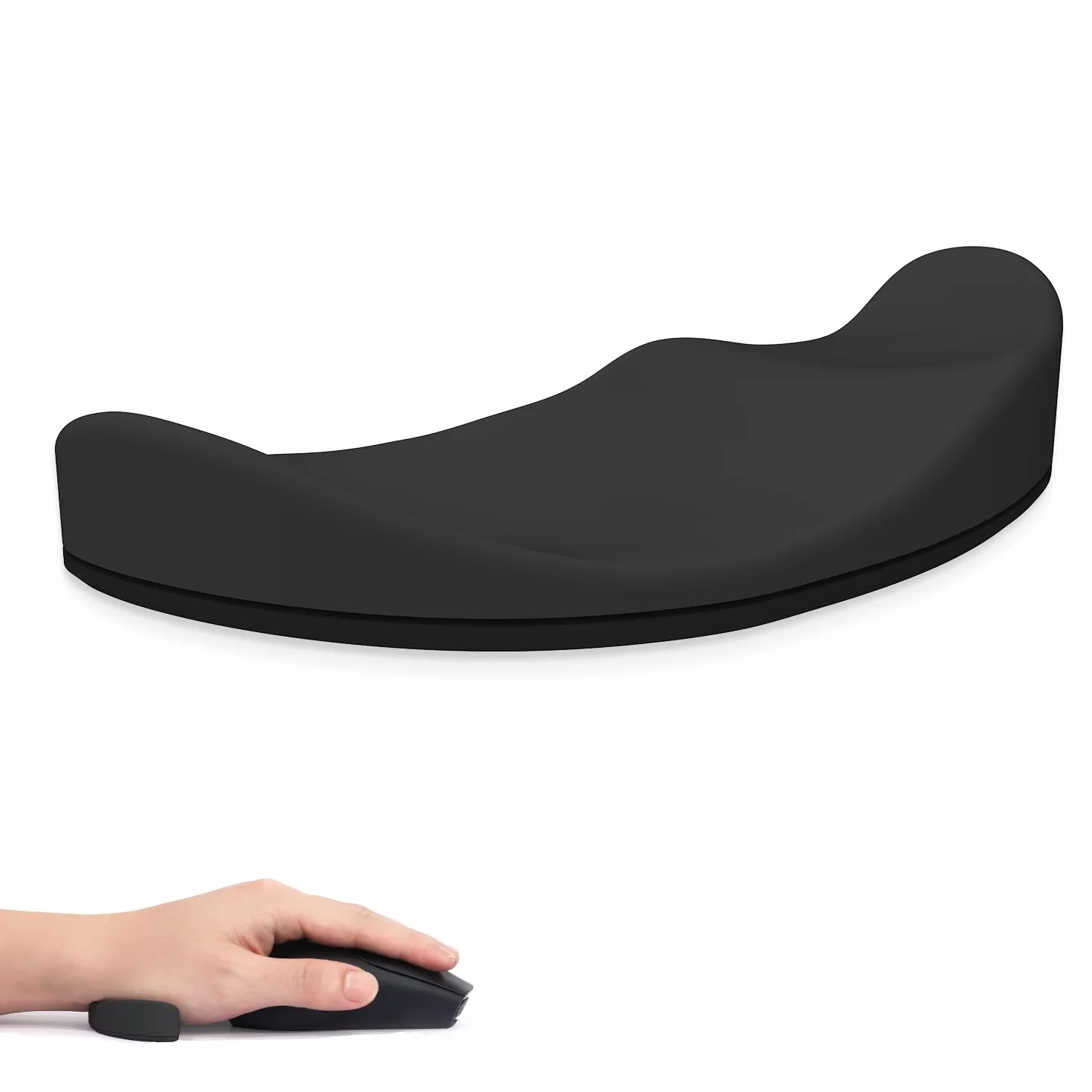 Attack Shark Poggiapolsi per Mouse in Silicone Morbido, Supporto Ergonomico per Polso, Mano Sinistra Nero